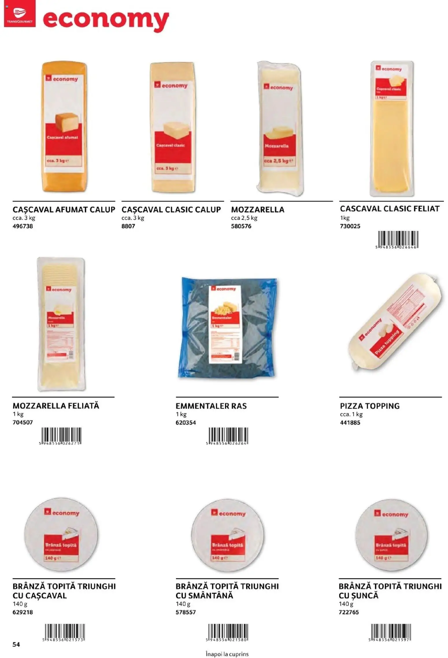 Noul catalog Selgros – valabil de la 01.08.2026 | Pagină: 54 | Produse: Brânză, Șuncă, Pizza, Smântână