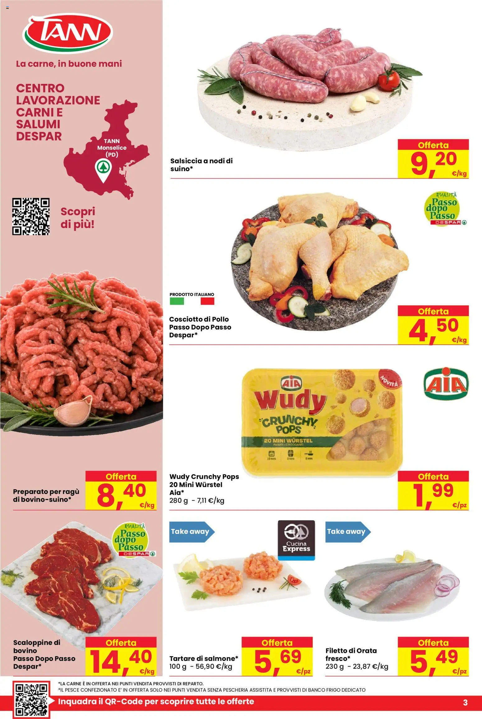 Volantino Despar del 29/10/2026 | Pagina: 3 | Prodotti: Bovino, Pesce, Wurstel, Carne