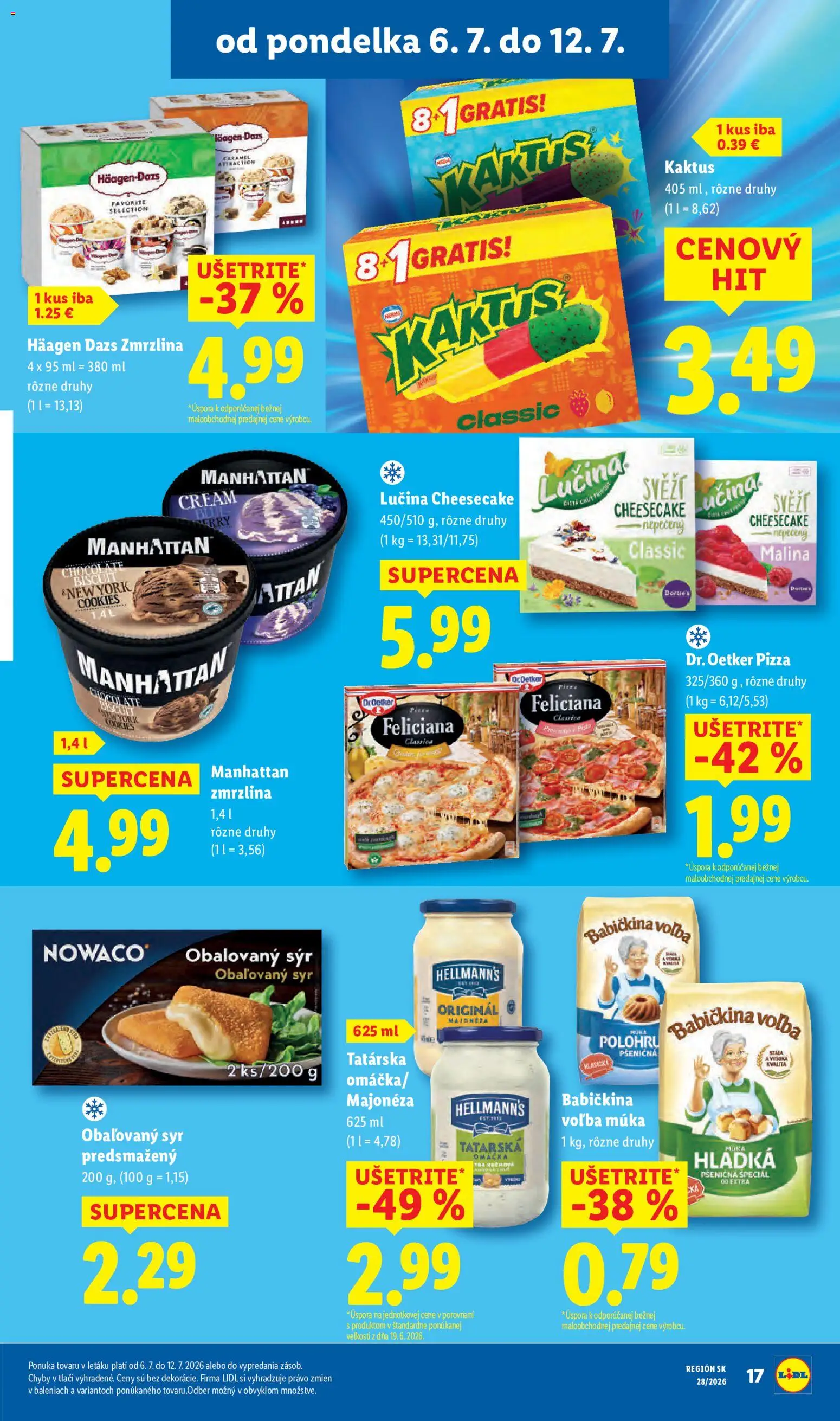 Nové Lidl akcie – leták je platný od 06.07.2026 | Strana: 27 | Produkty: Syr, Pizza, Zmrzlina, Múka