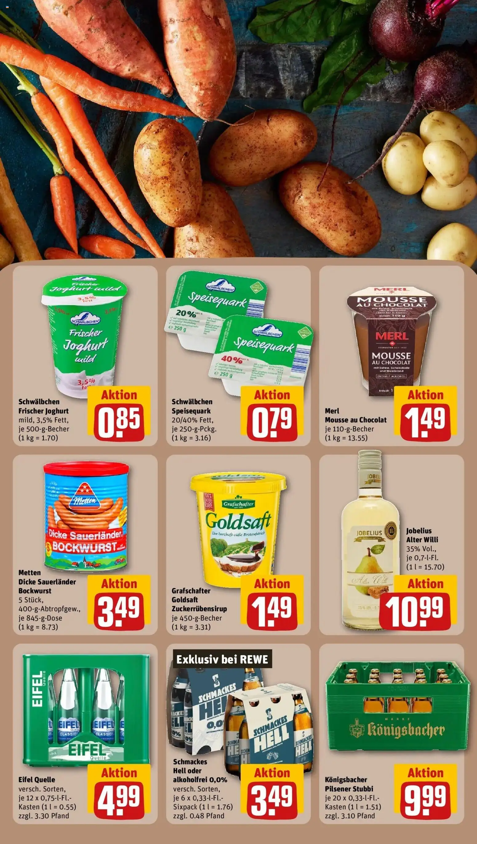 REWE Prospekt ab 26.10.2026 zum Blättern » Angebote | Seite: 25 | Produkte: Bockwurst, Schokolade, Alkohol, Speisequark