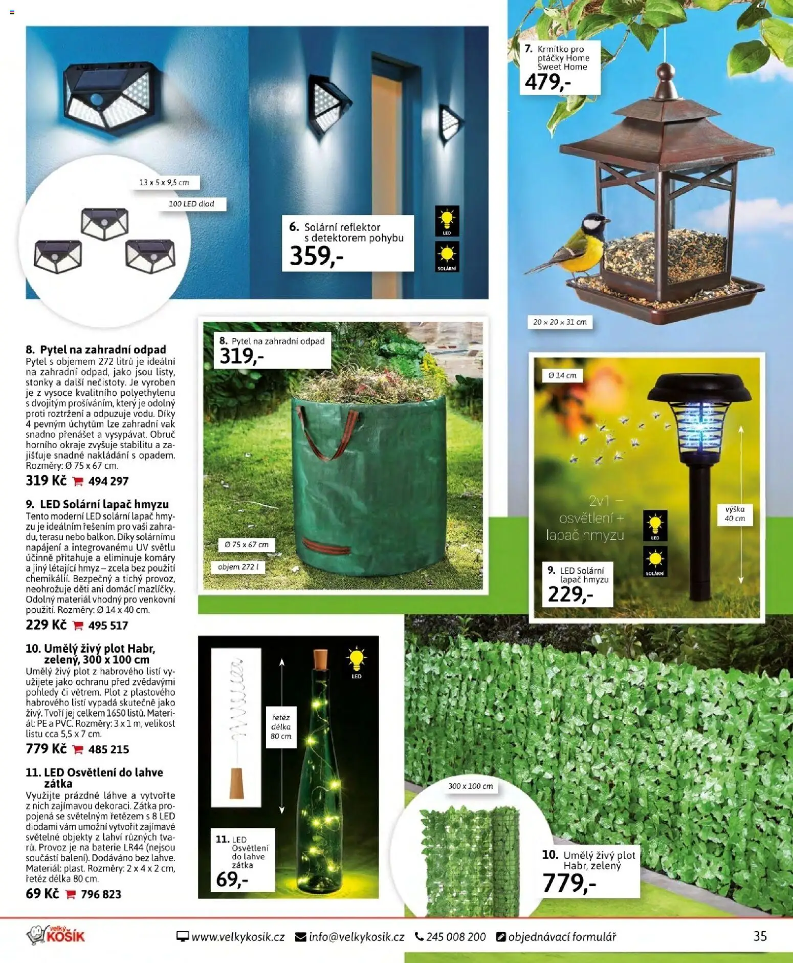 Velký Košík katalog srpen 2026 od 01.08.2026 | Strana: 35 | Produkty: Osvětlení, Lapač hmyzu, Lahve, Pytel na zahradní odpad