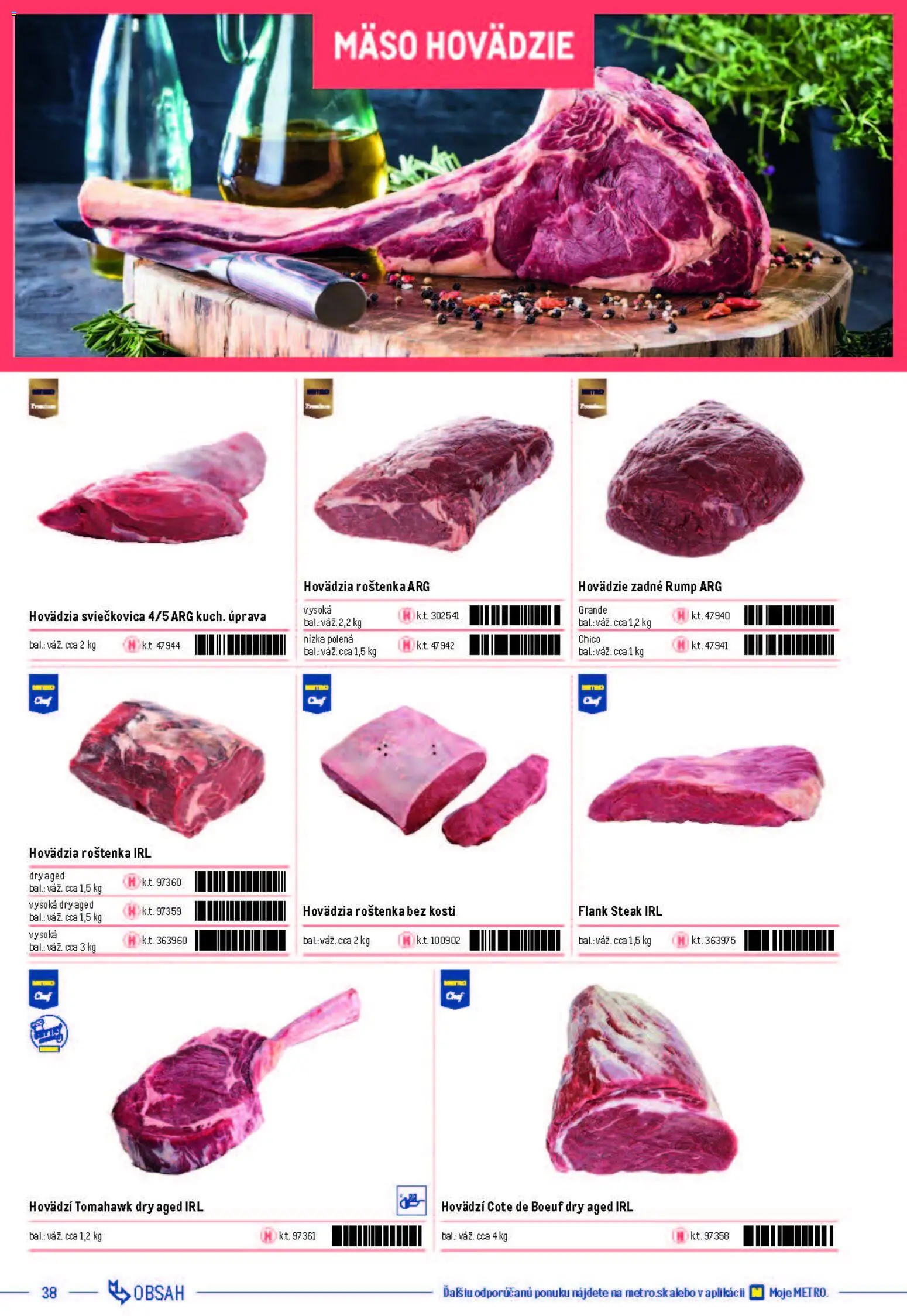 Nové Metro akcie – leták je platný od 05.12.2025 | Strana: 38 | Produkty: Mäso, Steak, Roštenka