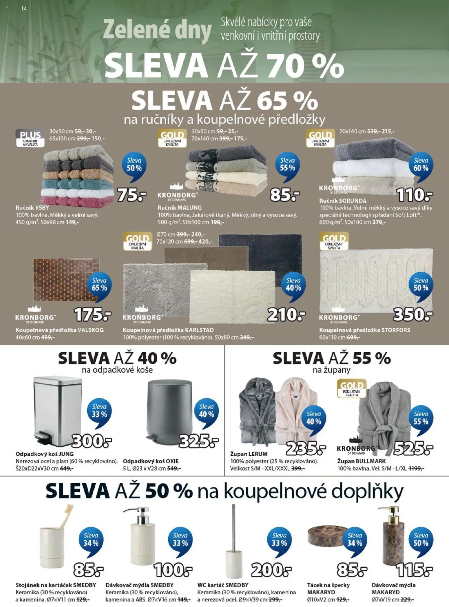 JYSK leták - Zelené dny od 20.05.2026 | Strana: 14 | Produkty: Dávkovač, Wc, Koš, Kartáč