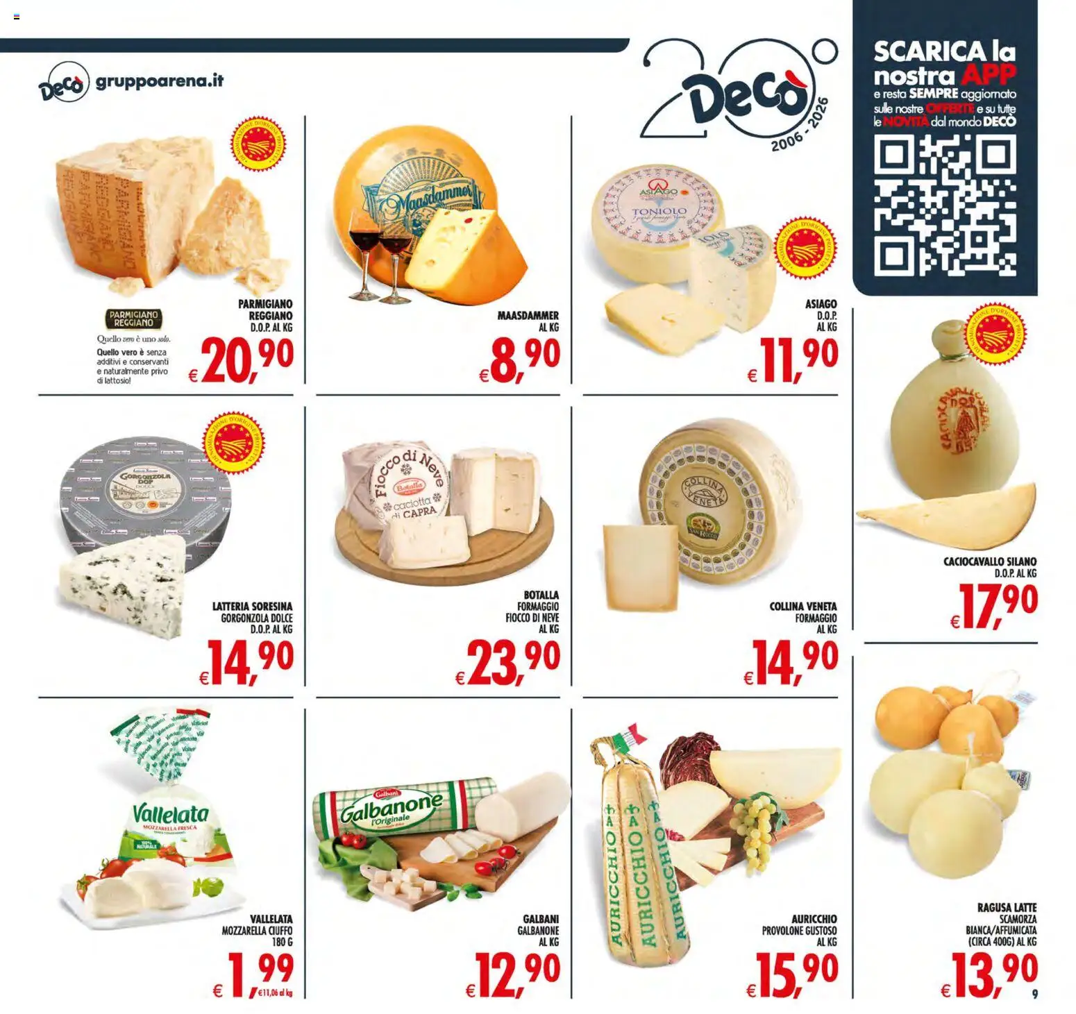 Volantino Decò del 21/08/2026 | Pagina: 9 | Prodotti: Latte, Formaggio, Parmigiano reggiano, Gorgonzola
