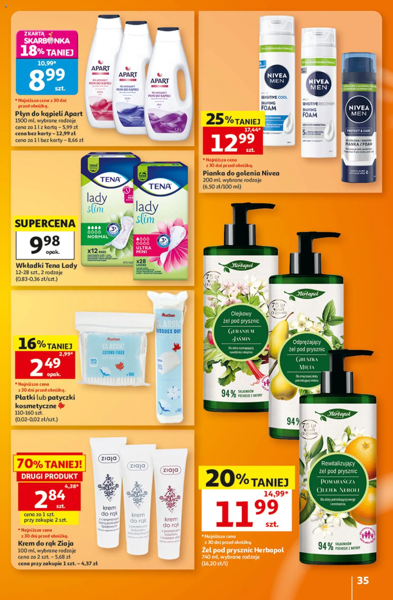 Auchan gazetka - Hipermarket od 08.10.2026 | Strona: 35 | Produkty: Mięta, Płatki, Krem do rąk, Żel pod prysznic