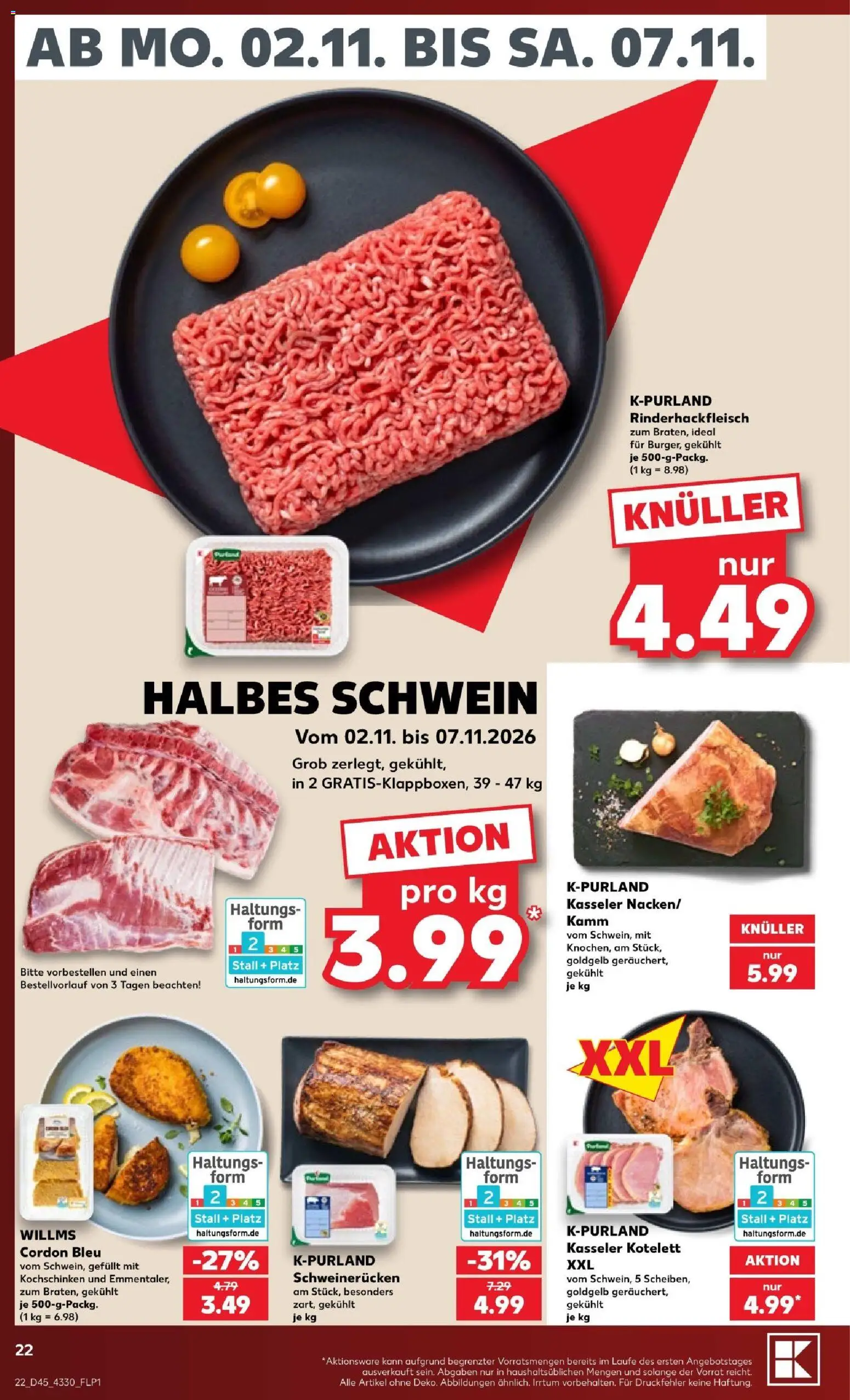 Kaufland Prospekt – gültig ab 02.11.2026 | Seite: 22 | Produkte: Schweinerucken