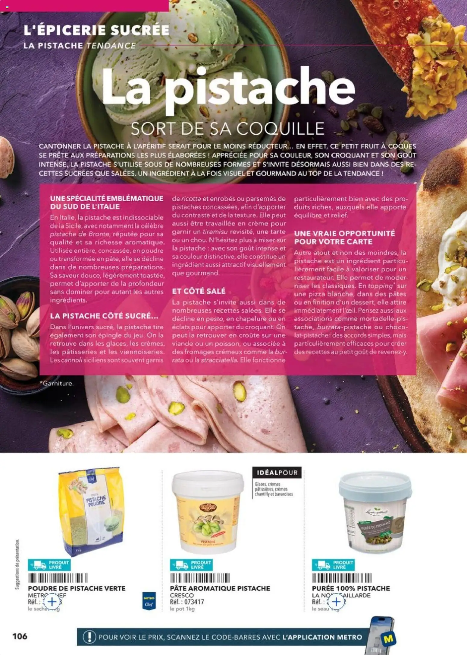 {H1} | Page: 106 | Produits: Poudre, Pistaches, Viande, Livre