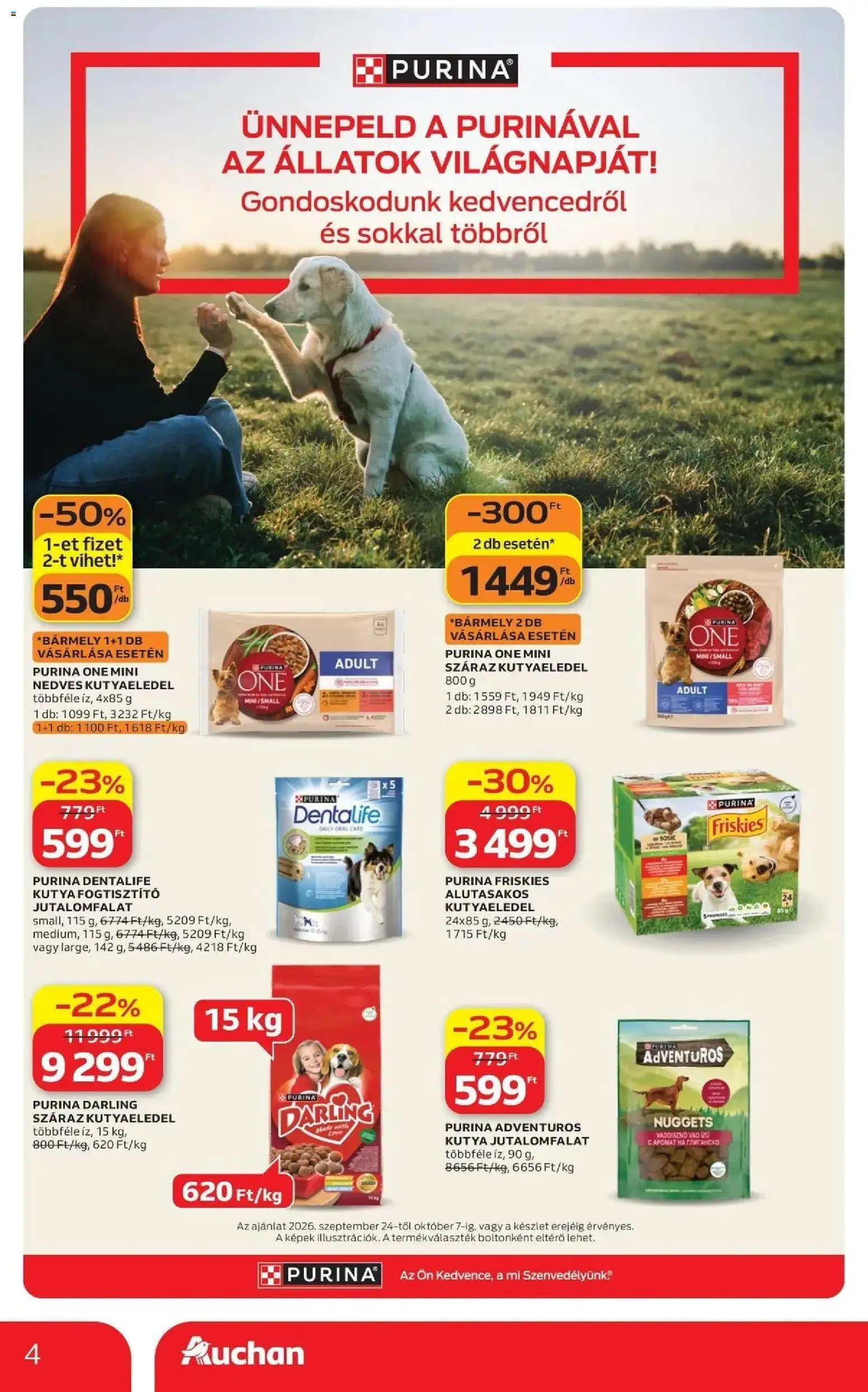 Auchan Állatvilág ajánlatok Fót - 2026.09.24. -tól/töl > akció, lapozható szórólap 🛍️ | Oldal: 4 | Termékek: Jutalomfalat, Friskies, Purina, Száraz kutyaeledel