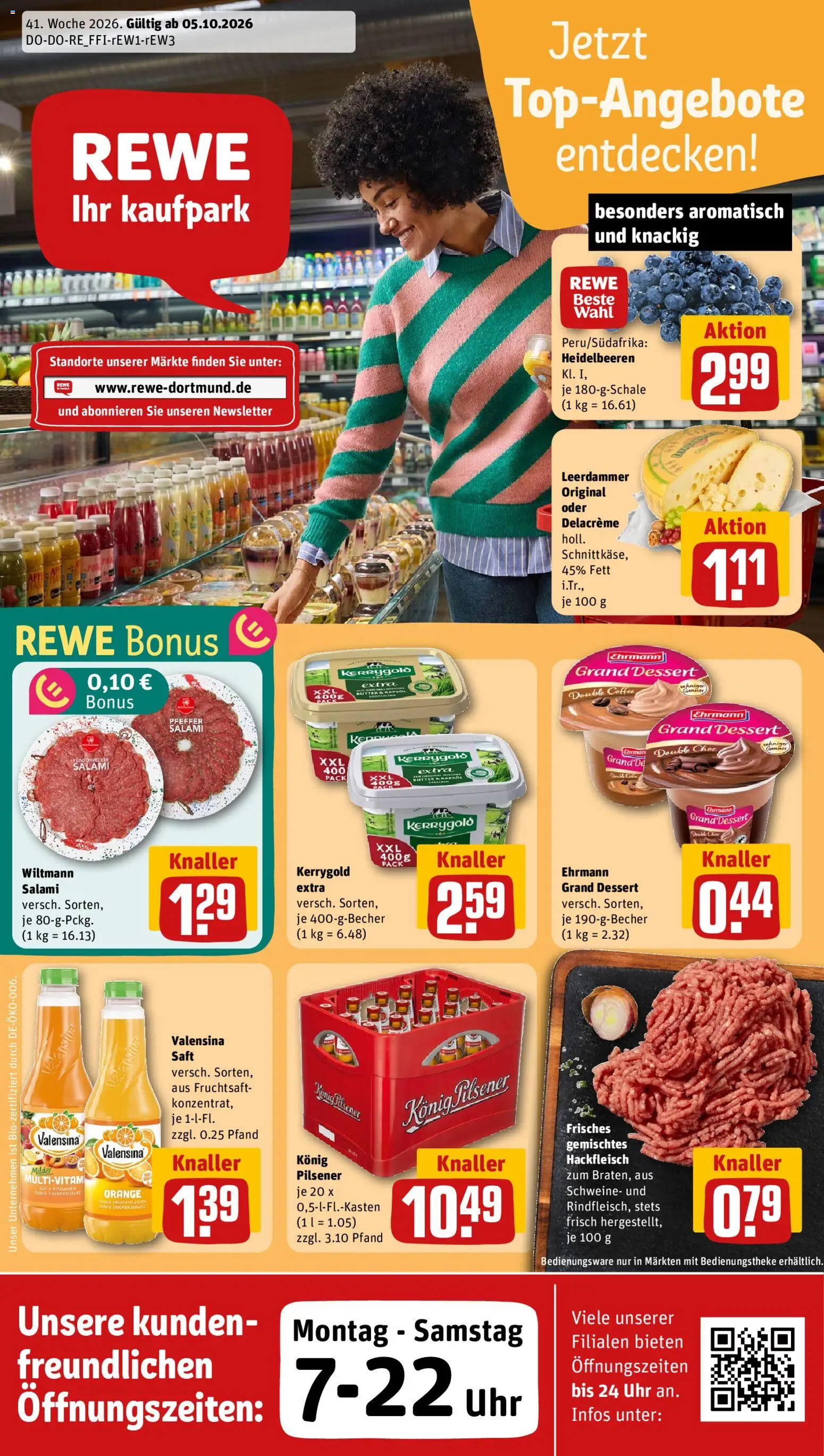 Rewe ihr Kaufpark Prospekt – gültig ab 05.10.2026 | Seite: 1 | Produkte: Salami, Saft, Fruchtsaft, Hackfleisch