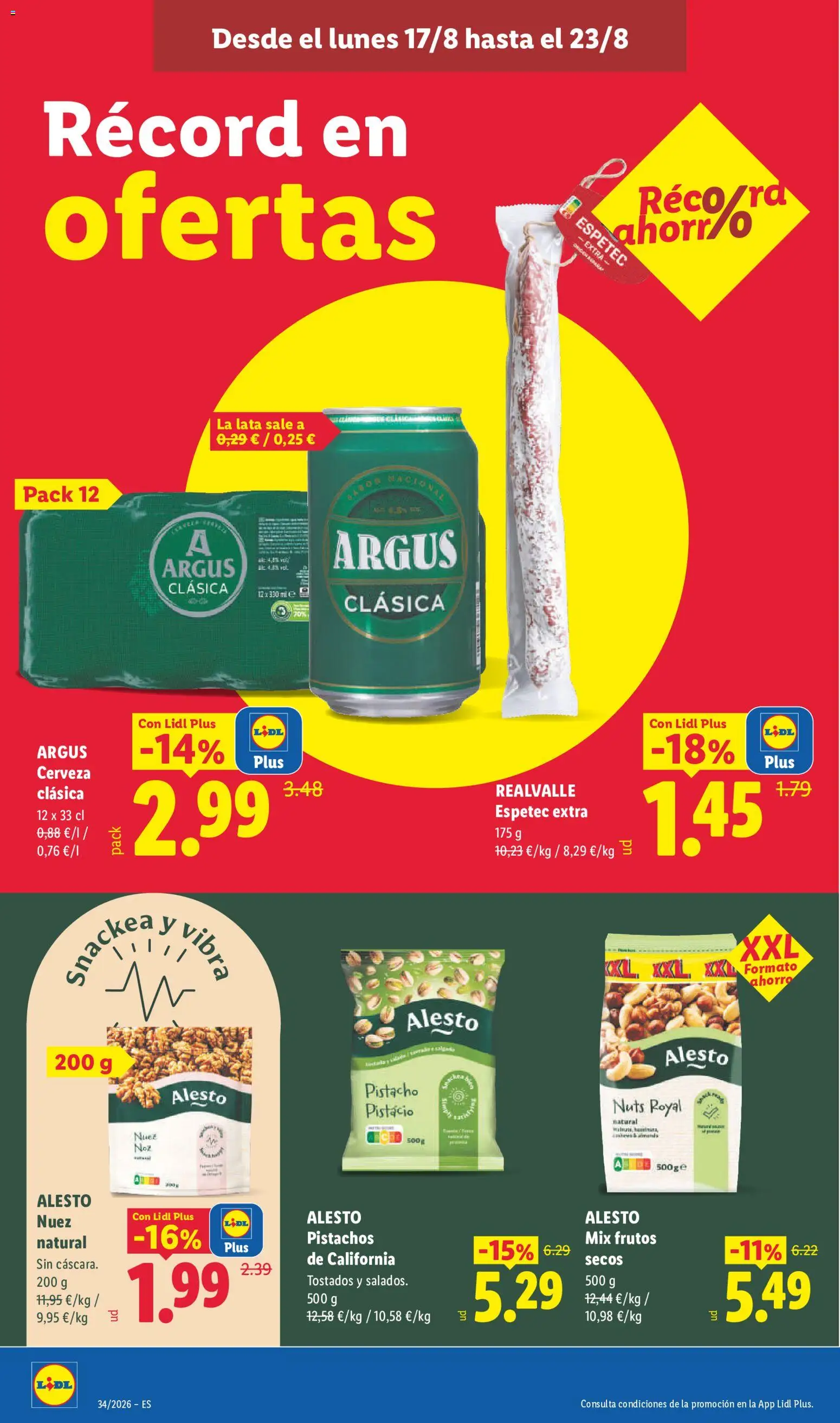 Lidl folleto │ válido desde el 17/08/2026 | Página: 20 | Productos: Cerveza, Frutos secos, Pistachos
