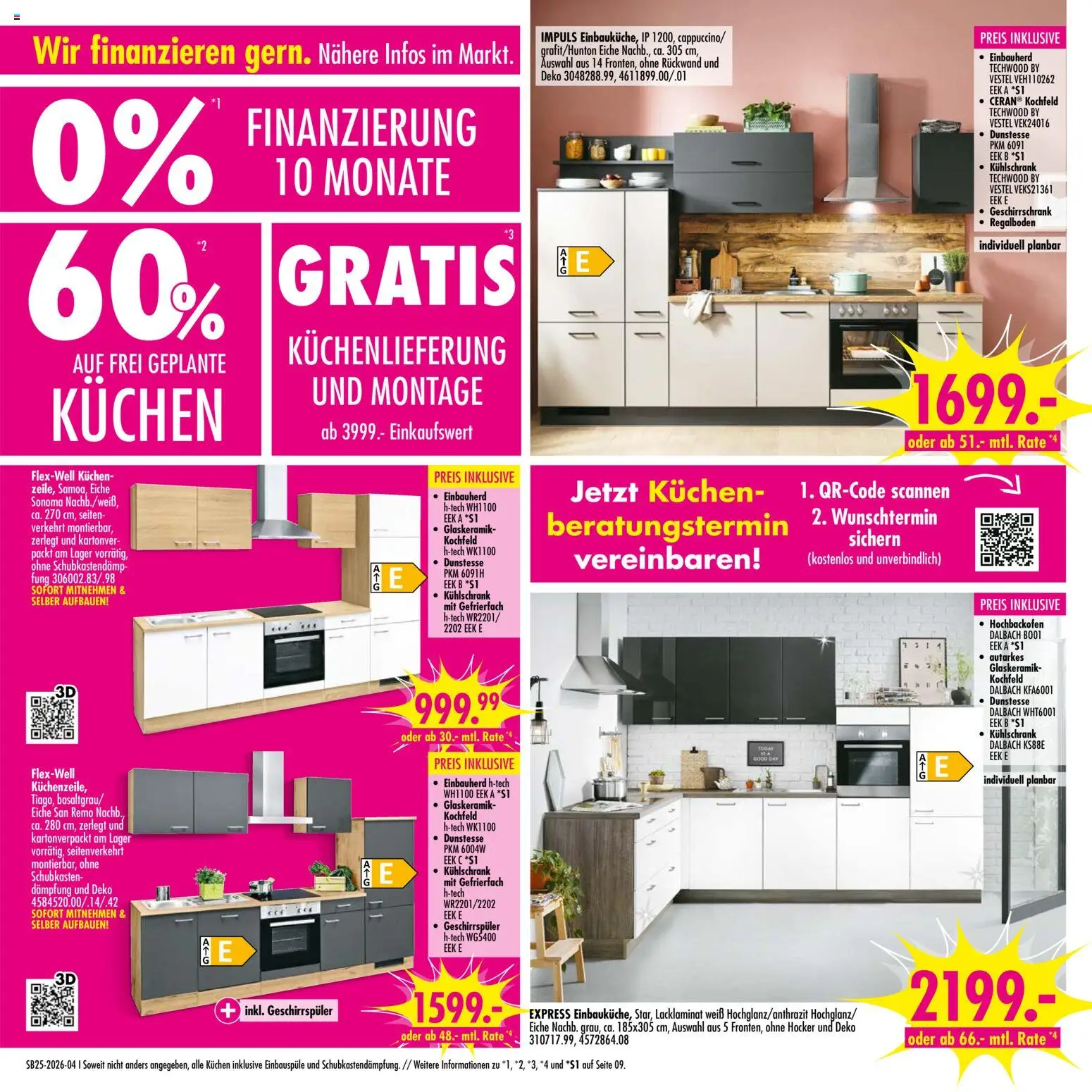 SB Möbel Boss Prospekt Mühlhausen – gültig ab 13.06.2026 | Seite: 4 | Produkte: Geschirrspüler, Hocker, Kochfeld, Kuchen