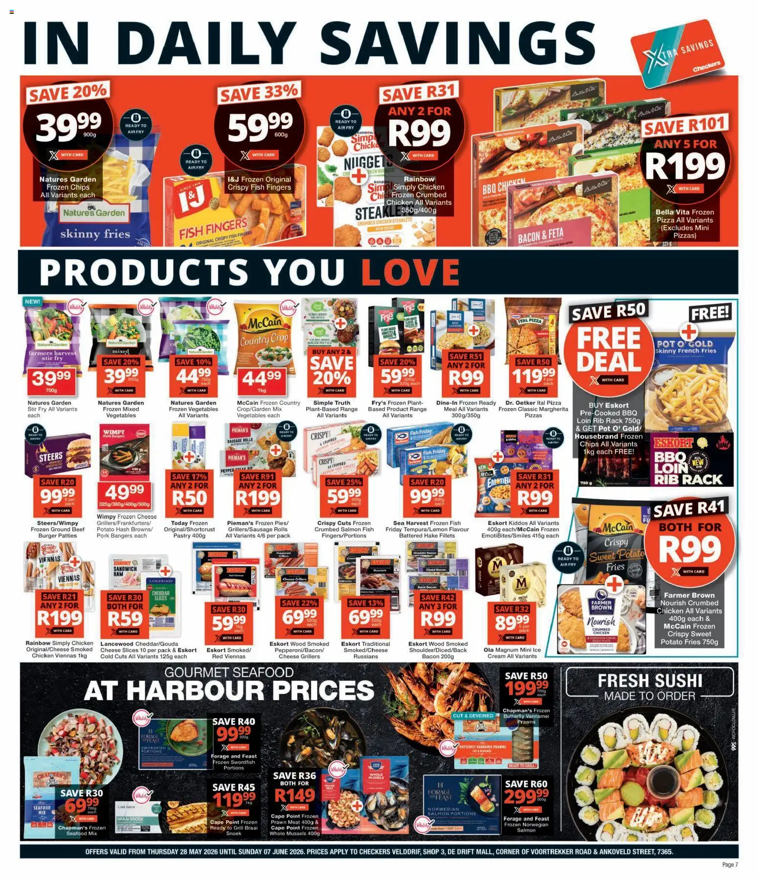 New Checkers catalogue – valid from 28.05.2026 | Page: 7 | Products: Grill, Pizza, Pepper, Seafood