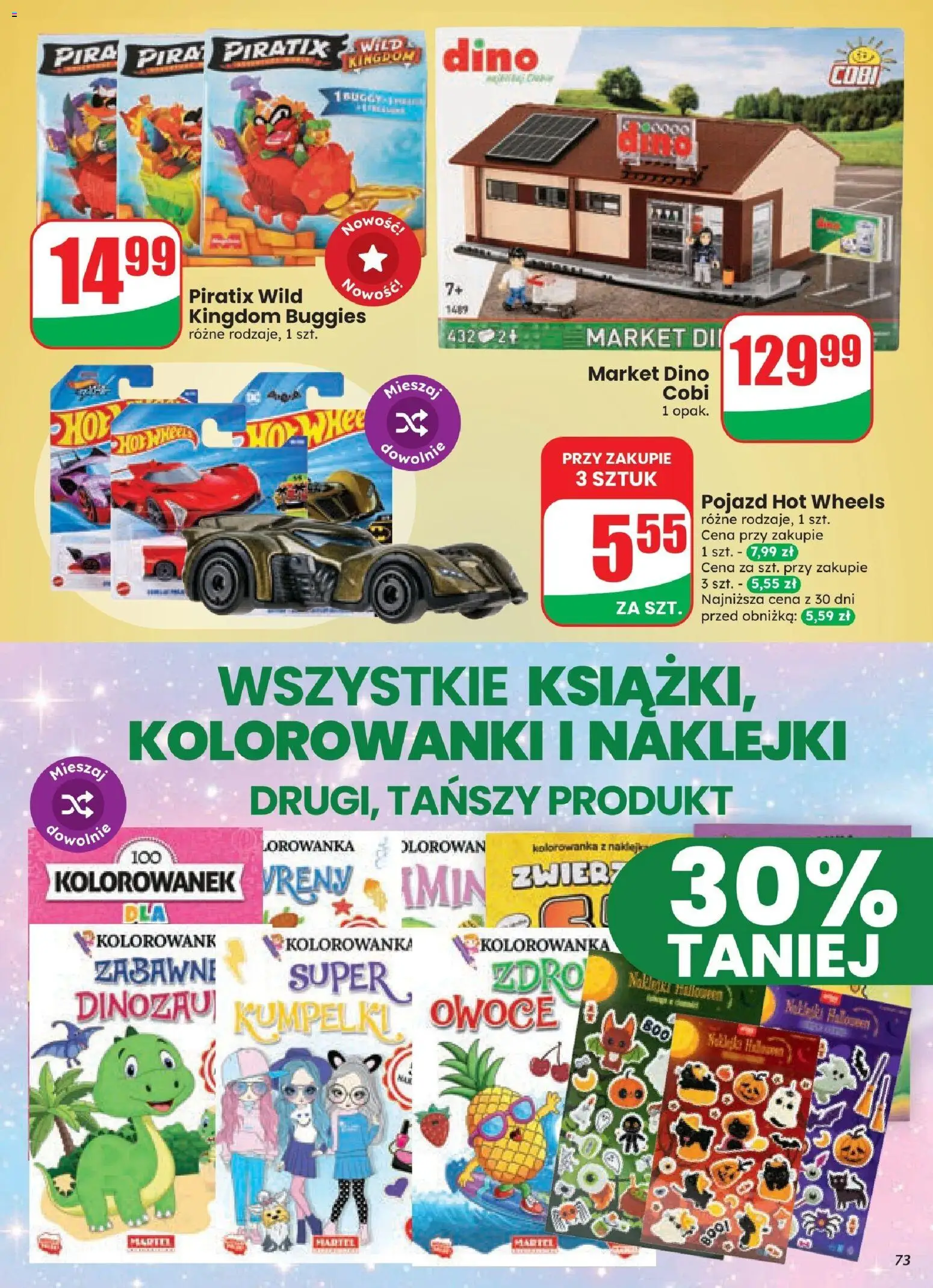 Dino gazetka od 21.10.2026 | Strona: 73 | Produkty: Hot wheels, Naklejki, Owoce