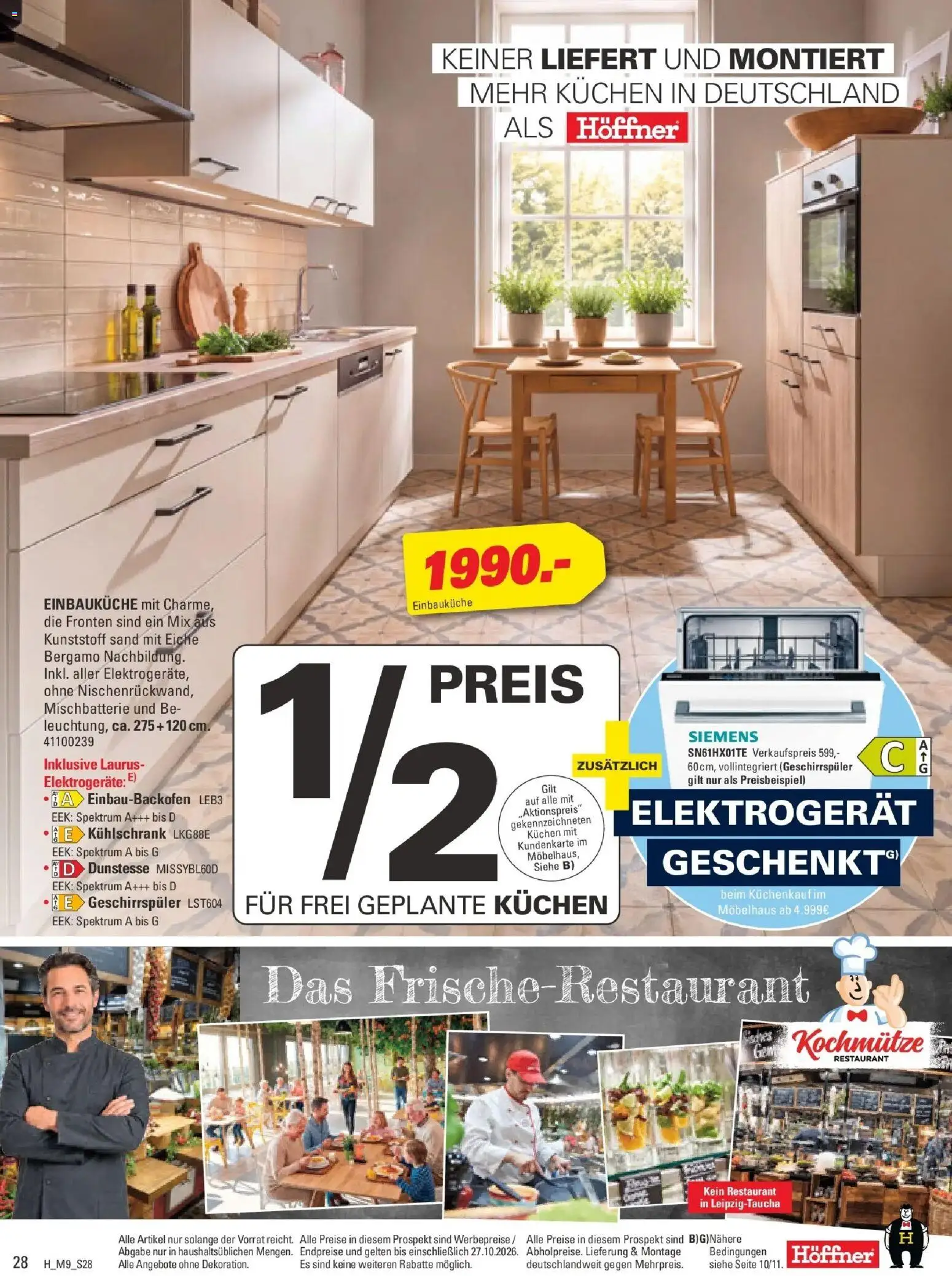 Höffner Prospekt Barsbüttel (ab 14.10.2026) zum Blättern | Seite: 28 | Produkte: Siemens, Geschirrspüler, Kühlschrank, Kuchen