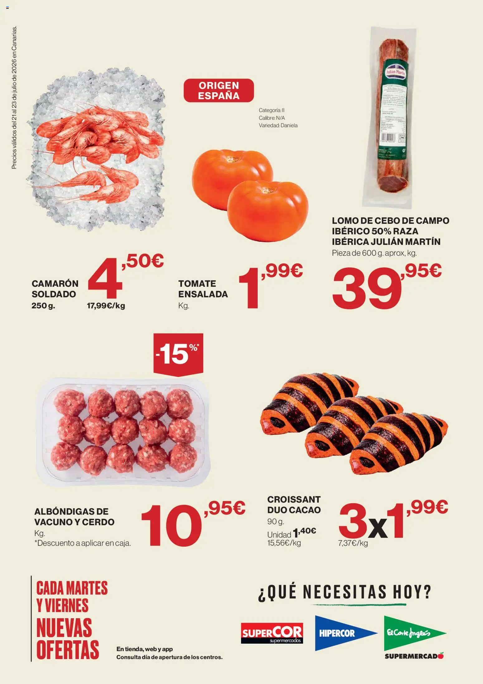 Supercor Canarias │ válido desde el 21/07/2026 | Página: 2 | Productos: Cerdo, Croissant, Ensalada, Φρυγανιές σικάλεως