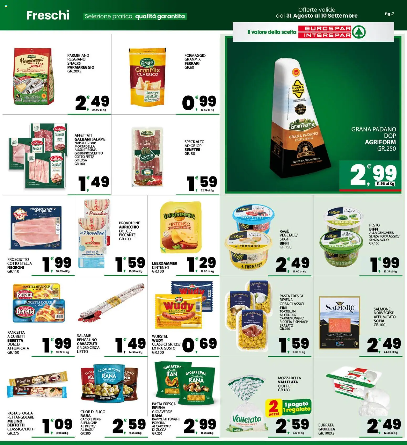 Volantino Eurospar del 31/08/2026 | Pagina: 7 | Prodotti: Pasta sfoglia, Aglio, Pesto, Burrata