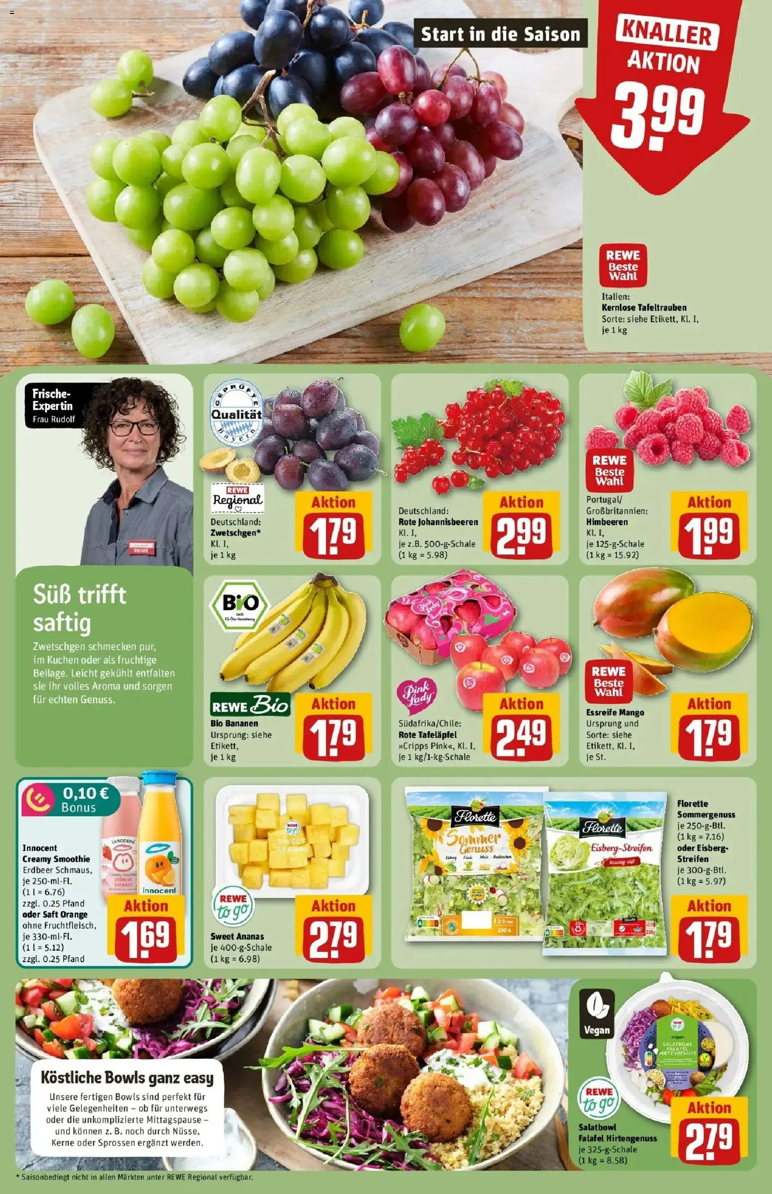 REWE Prospekt ab 03.08.2026 zum Blättern » Angebote | Seite: 6 | Produkte: Bananen, Ananas, Saft, Kuchen