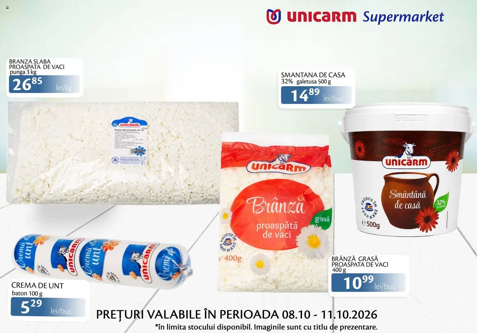 Noul catalog Unicarm – valabil de la 08.10.2026 | Pagină: 4 | Produse: Pungă, Brânză, Cremă, Smântână