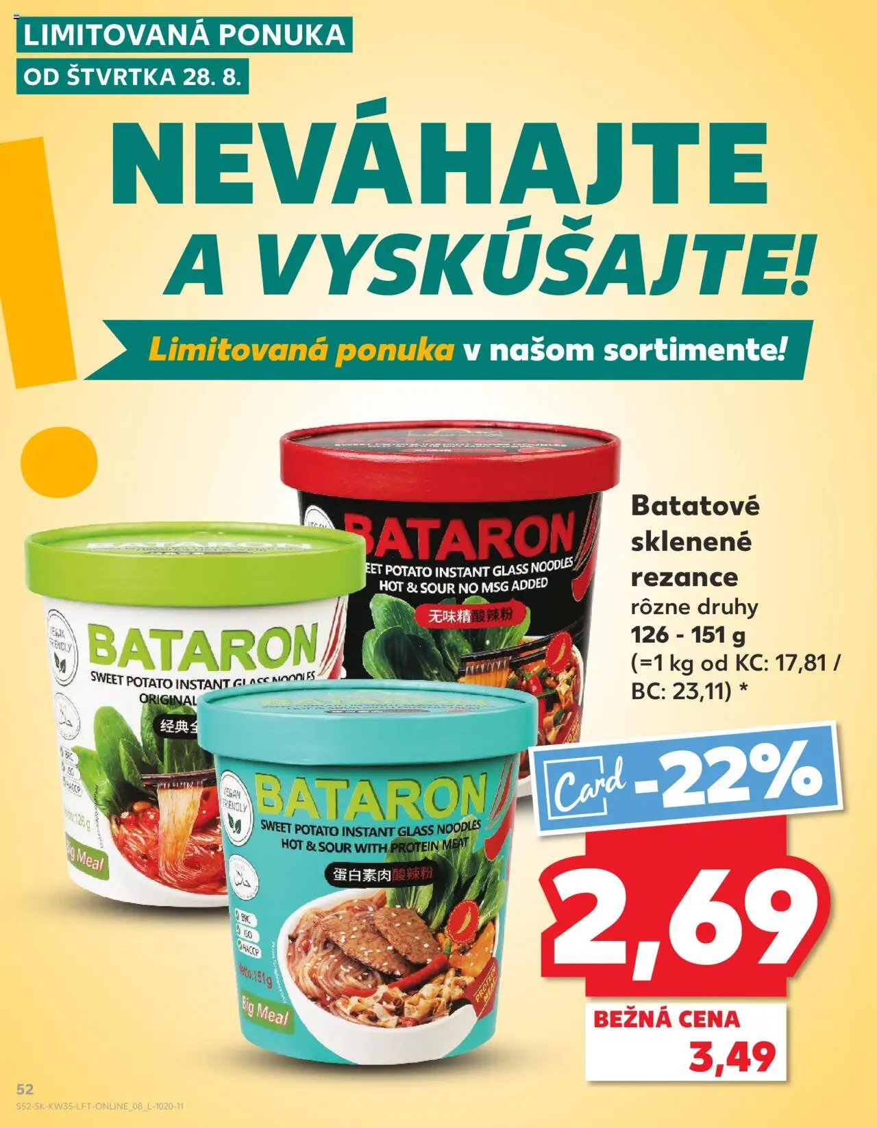 Nové Kaufland akcie – leták je platný od 28.08.2025 | Strana: 52 | Produkty: Protein, Rezance