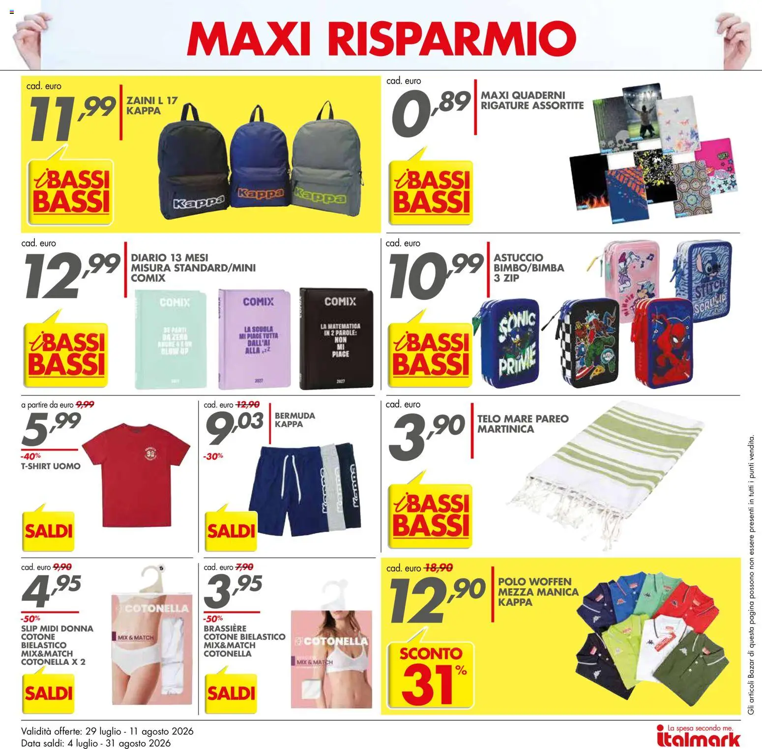 Volantino Italmark del 29/07/2026 | Pagina: 20 | Prodotti: Slip, Bermuda, Data, Astuccio