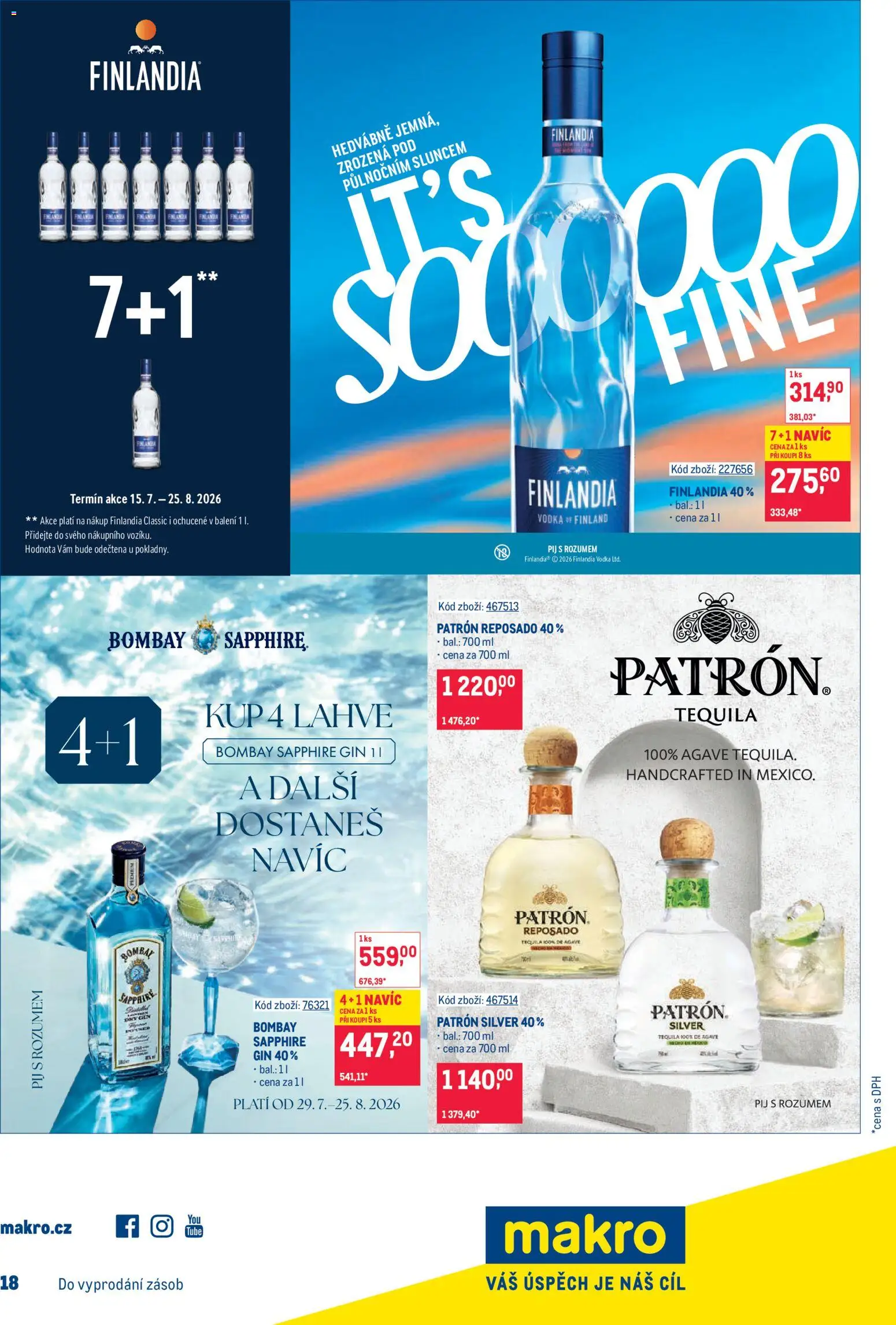 Makro leták - Gastronomie od 12.08.2026 | Strana: 25 | Produkty: Vodka, Bombay Sapphire, Lahve, Agáve