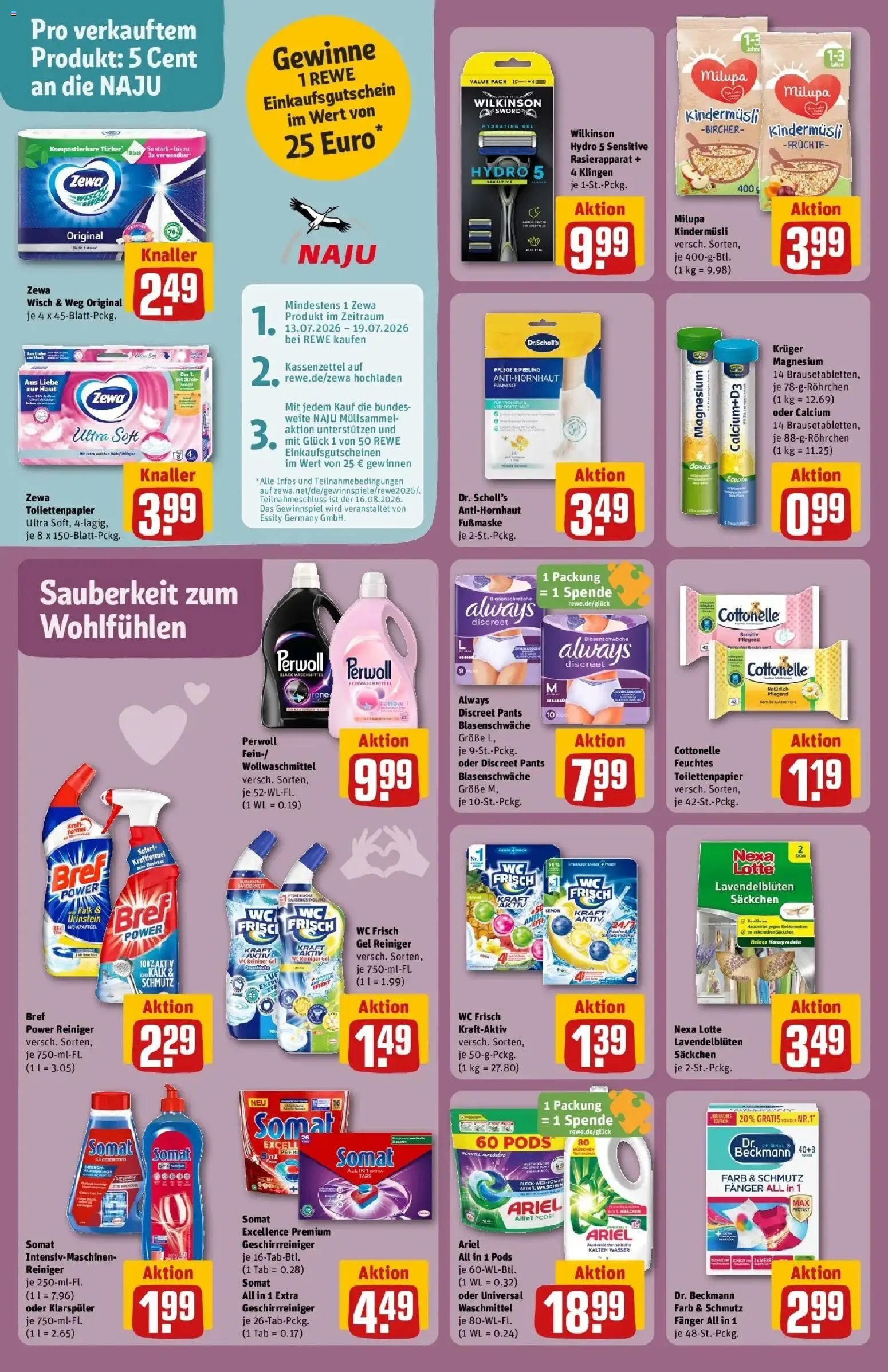 Rewe Prospekt Wetzlar – gültig ab 13.07.2026 | Seite: 22 | Produkte: Perwoll, Zewa, Kalk, Wasser