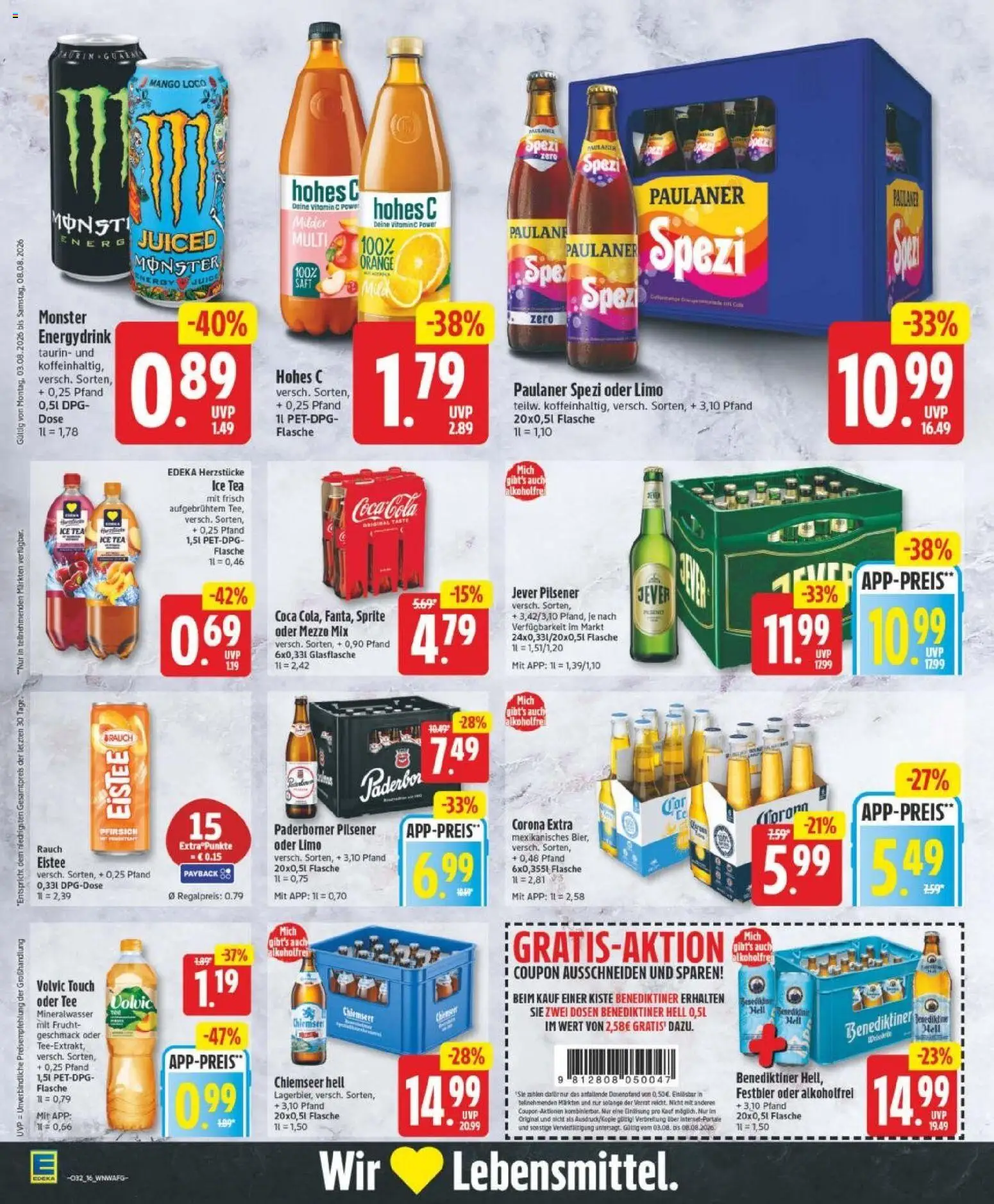 Edeka Prospekt Hannover – gültig ab 03.08.2026 | Seite: 16 | Produkte: Mezzo mix, Coca cola, Mango, Pfirsich