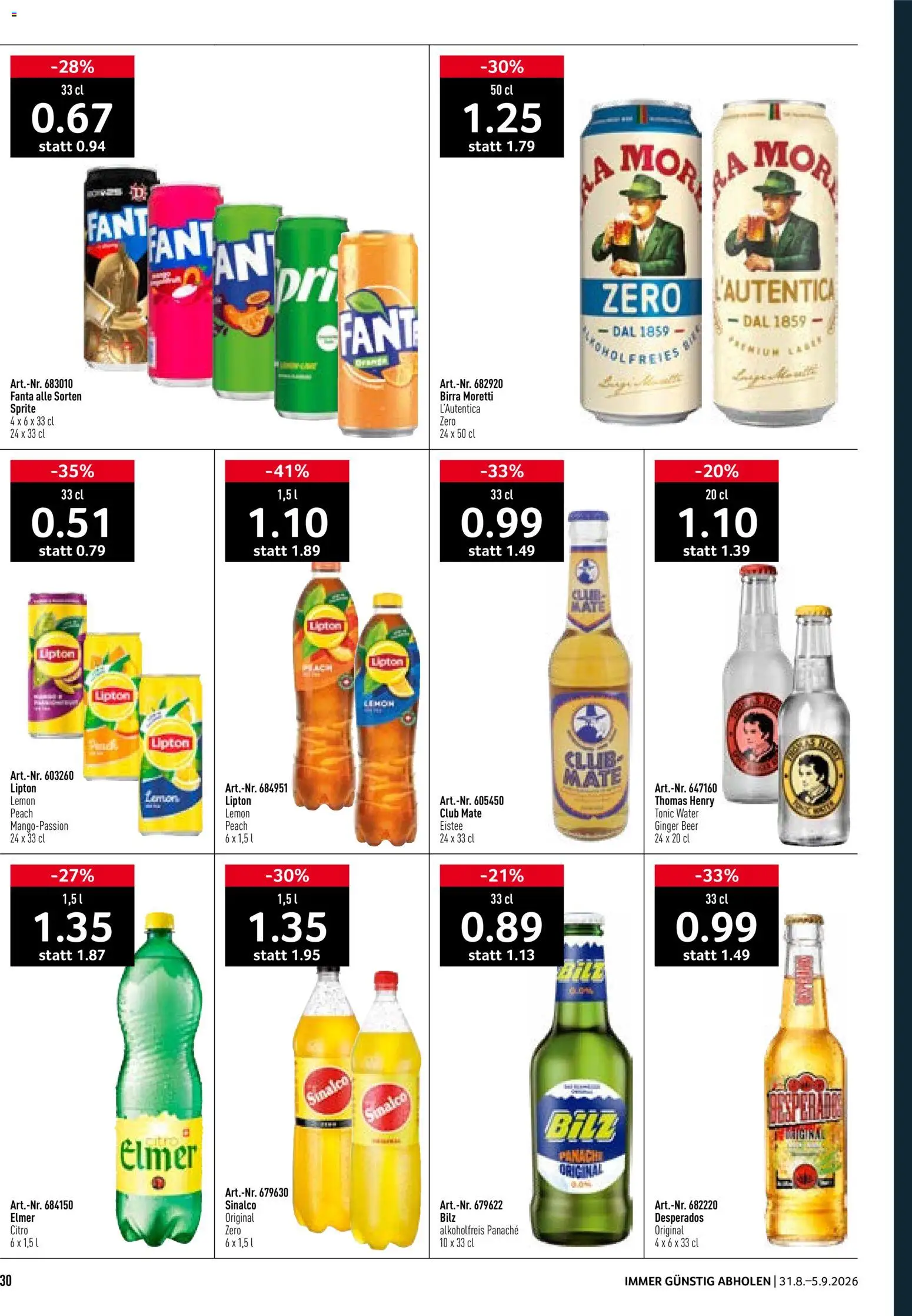 Prodega aktionen – gültig ab 31.08.2026 | Seite: 30 | Produkte: Fanta, Sprite