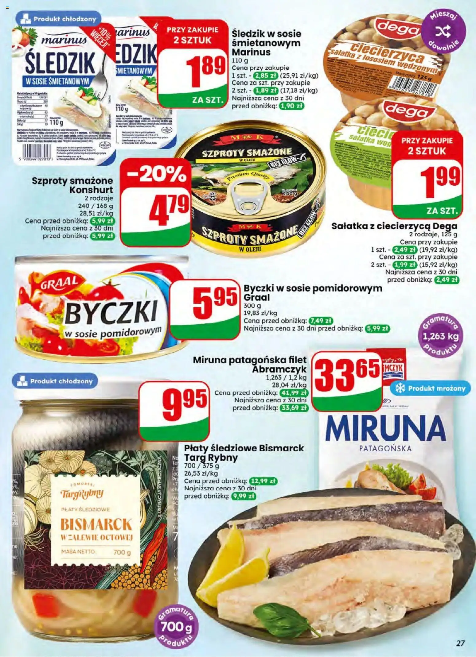 Dino gazetka od 08.07.2026 | Strona: 27 | Produkty: Miruna, Ciecierzyca, Sałatka