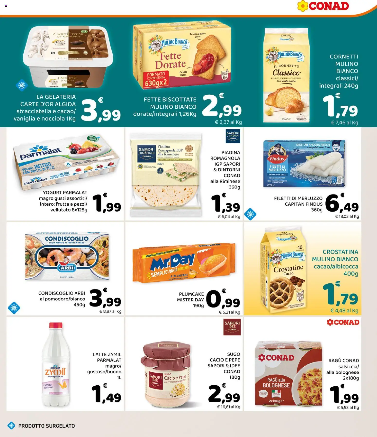 Volantino Conad del 22/07/2026 | Pagina: 3 | Prodotti: Cornetto, Merluzzo, Pepe, Olio