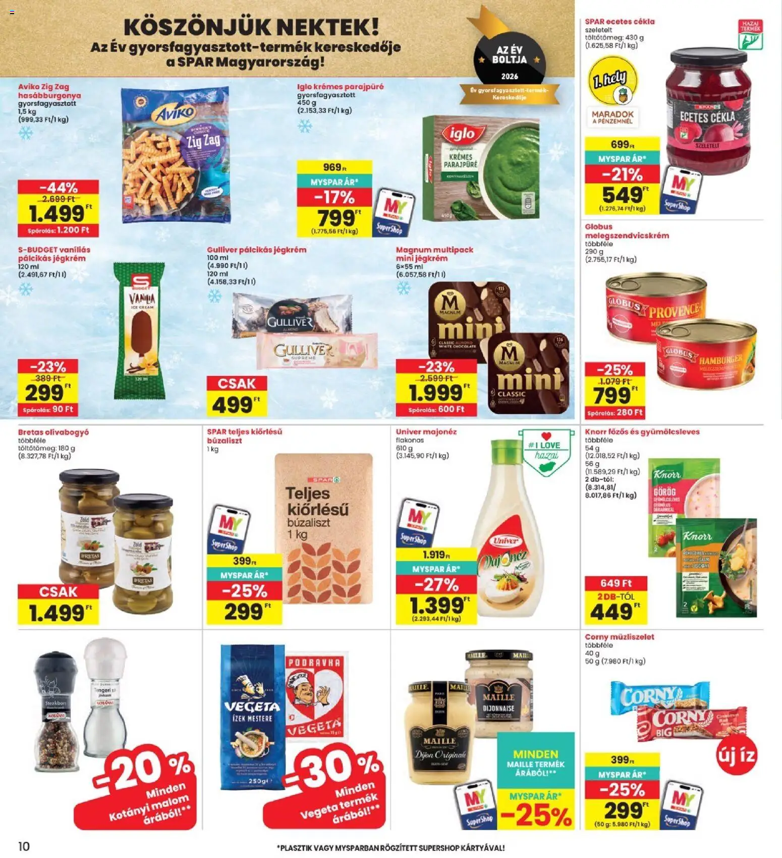 Interspar akciós ujság - amely érvényes a következő dátumtól: 2026.06.25. | Oldal: 10 | Termékek: Vegeta, Magnum, Melegszendvicskrém, Jégkrém