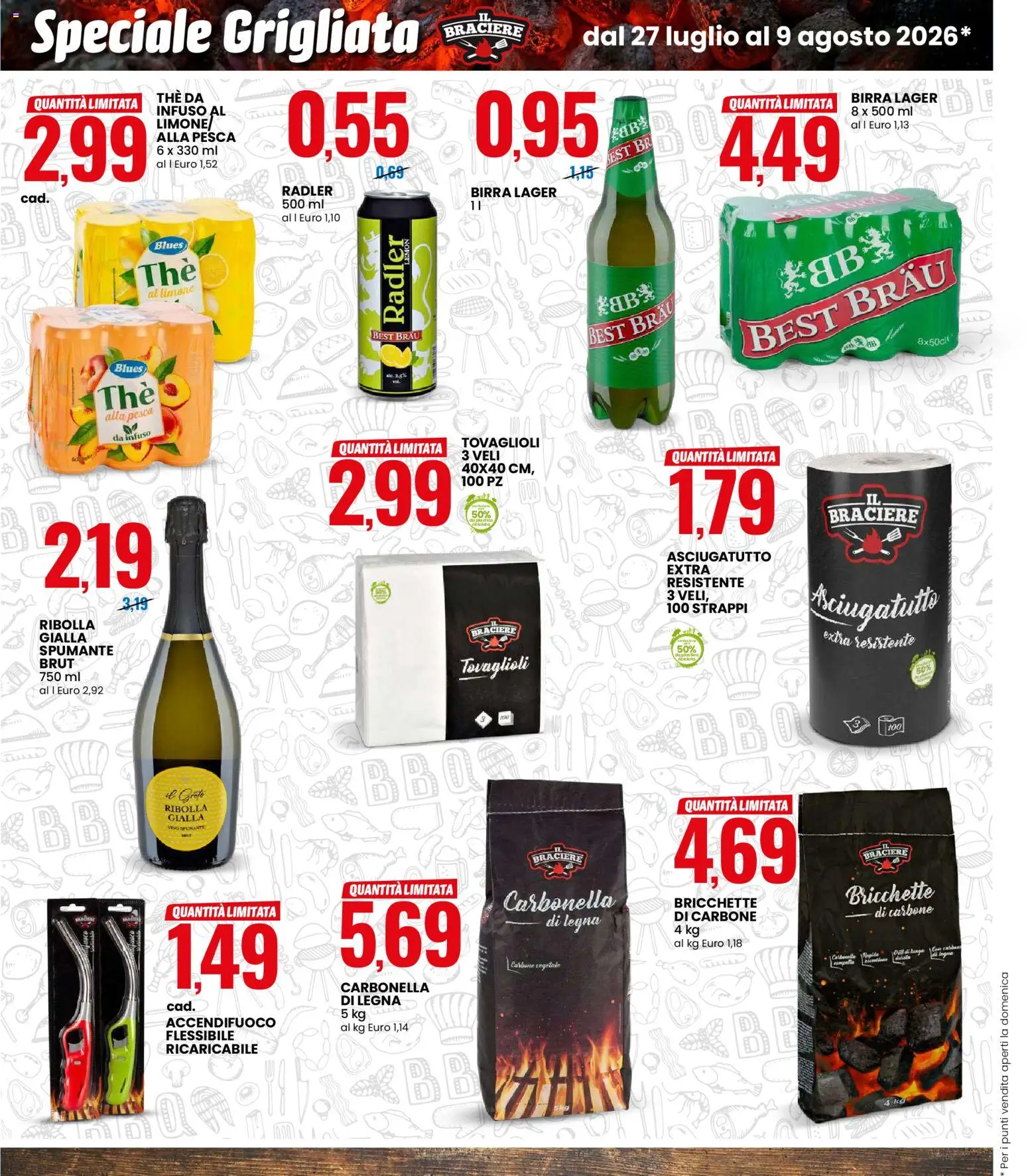 Volantino Eurospin del 27/07/2026 | Pagina: 10 | Prodotti: Carbone, Birra, The, Asciugatutto