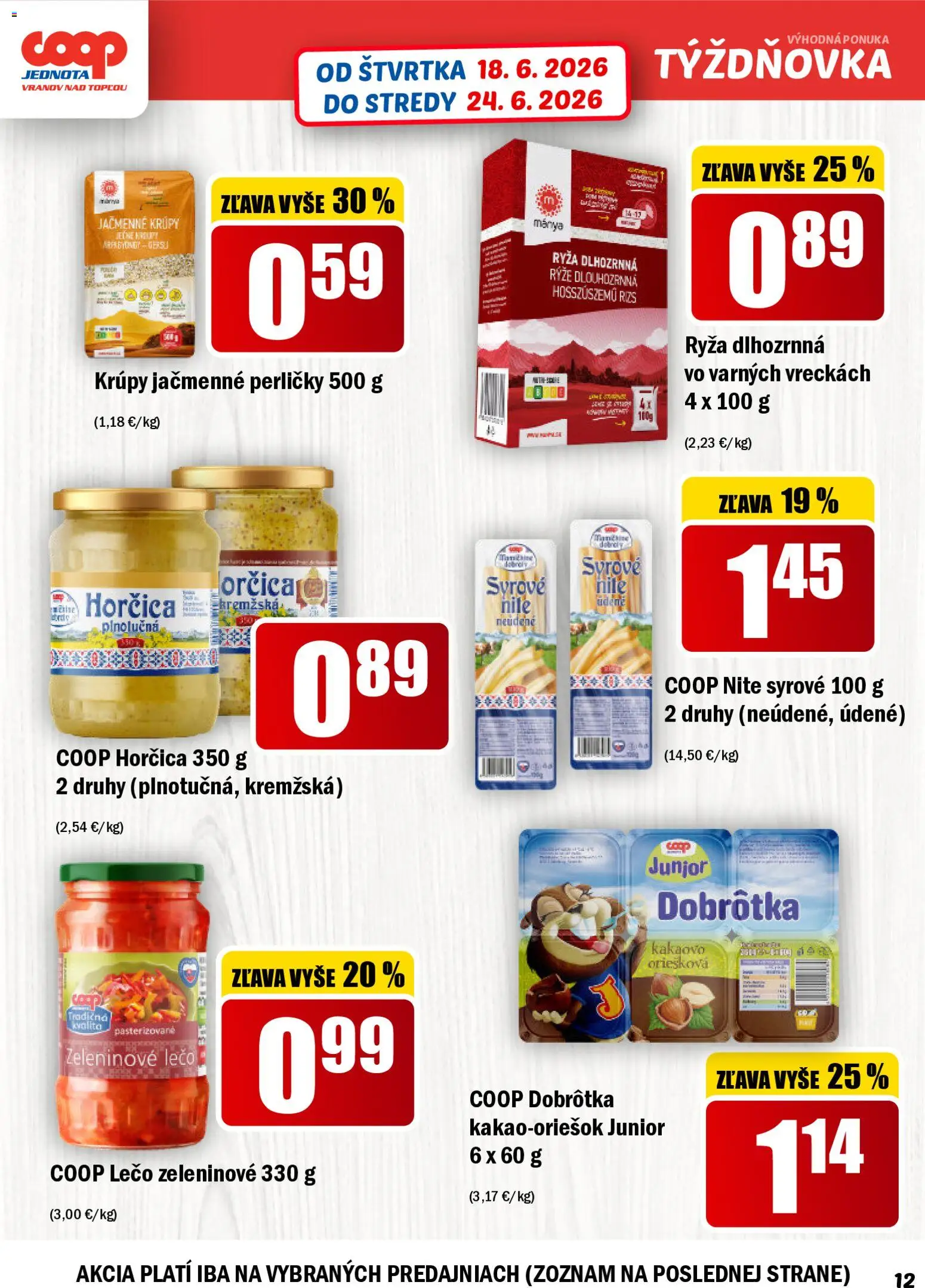 Nové COOP Jednota akcie – leták je platný od 18.06.2026 | Strana: 12