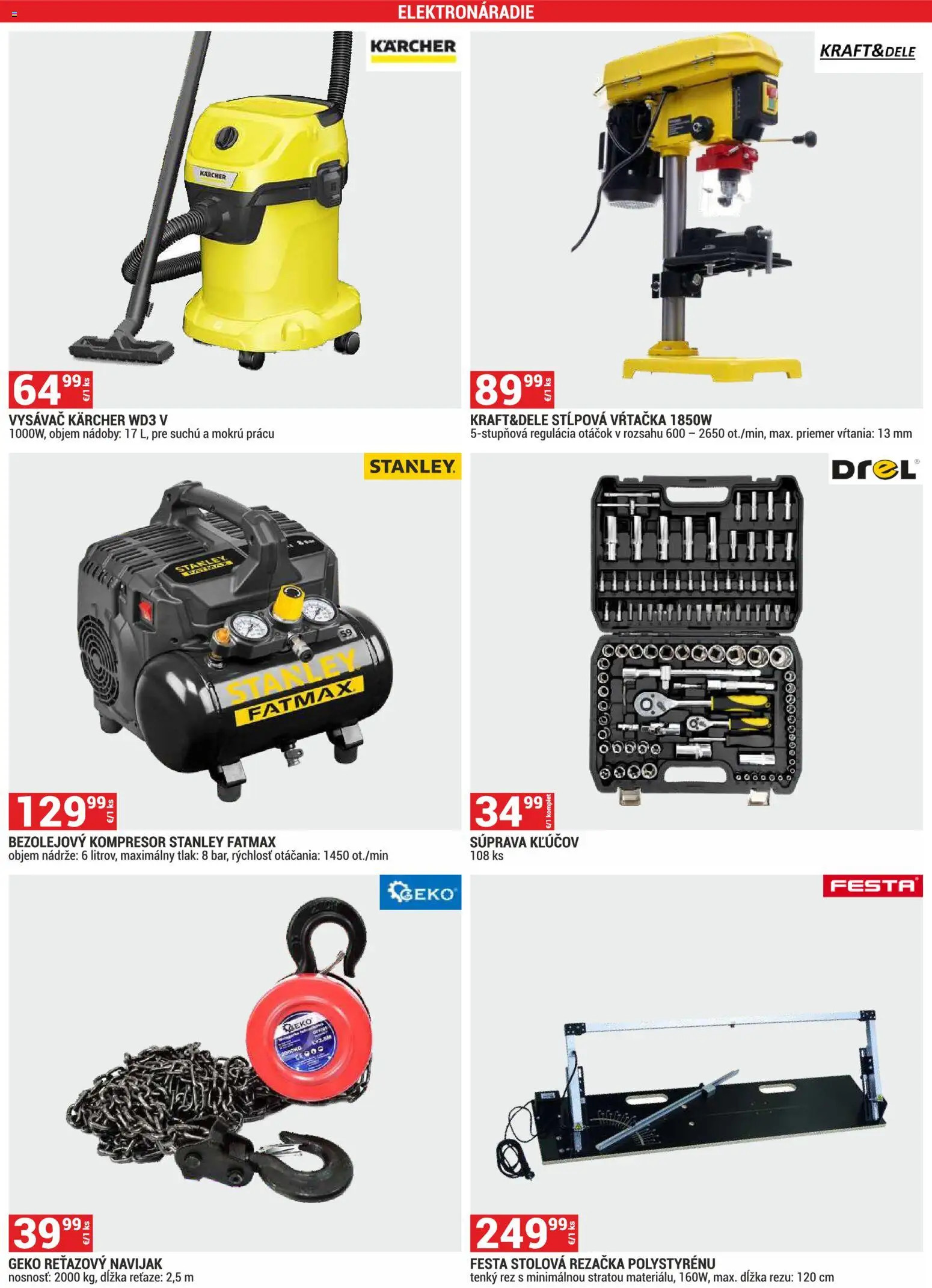 Nové Merkury Market akcie – leták je platný od 01.09.2026 | Strana: 45 | Produkty: Vysávač karcher, Kompresor, Rezačka, Vysávač