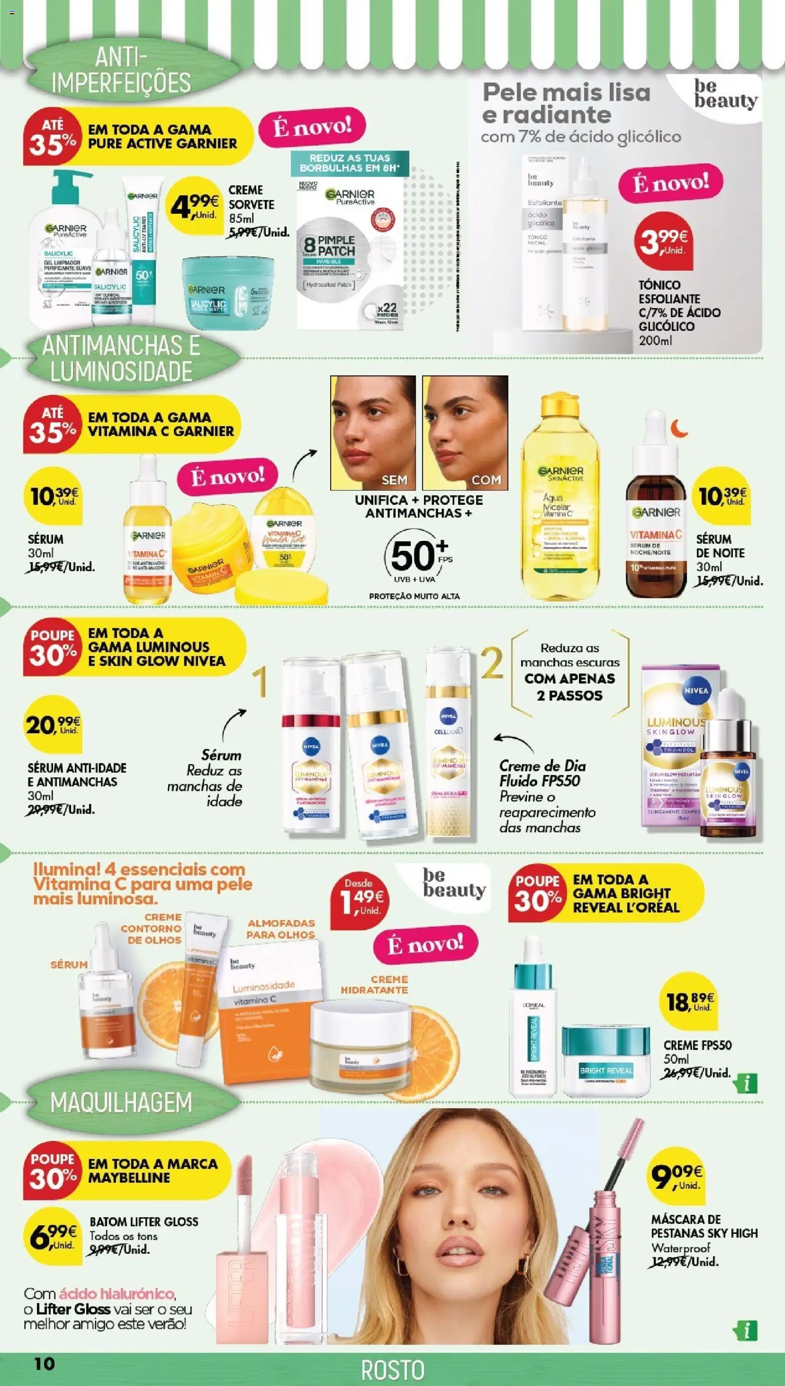 Pingo Doce folheto Especial Beleza │ válido de 21/07/2026 | Página: 10 | Produtos: Batom, Maquilhagem, Sérum, Vitamina c