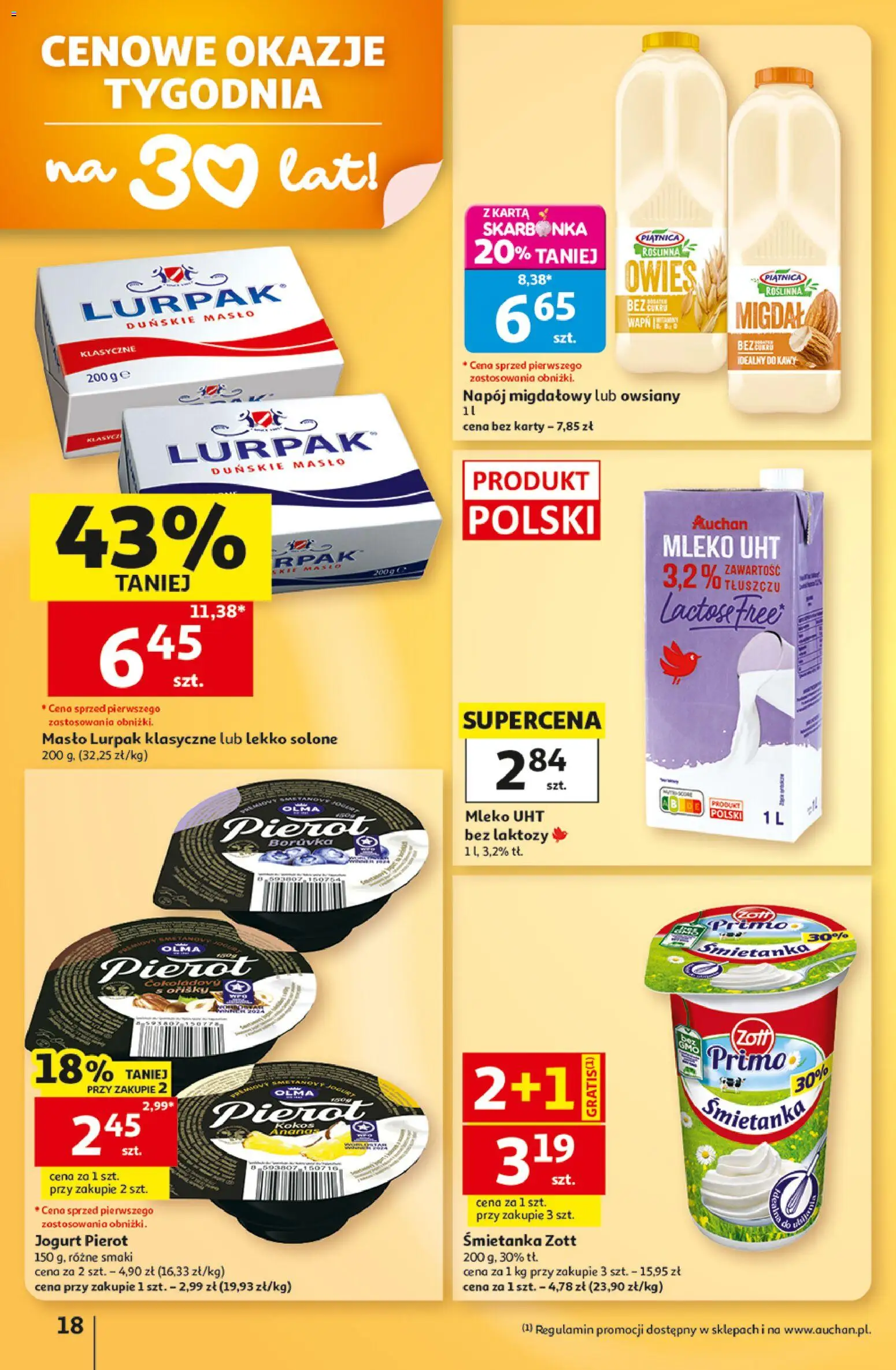 Auchan gazetka - Hipermarket od 15.10.2026 | Strona: 18 | Produkty: Bez laktozy, Piątnica, Masło, Jogurt
