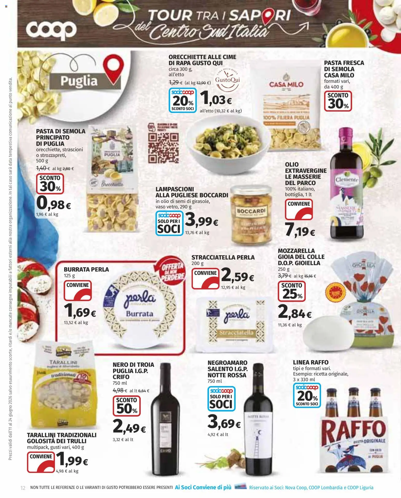 Volantino COOP del 11.06.2026 | Pagina: 12 | Prodotti: Mozzarella, Orecchiette, Stracciatella, Vaso