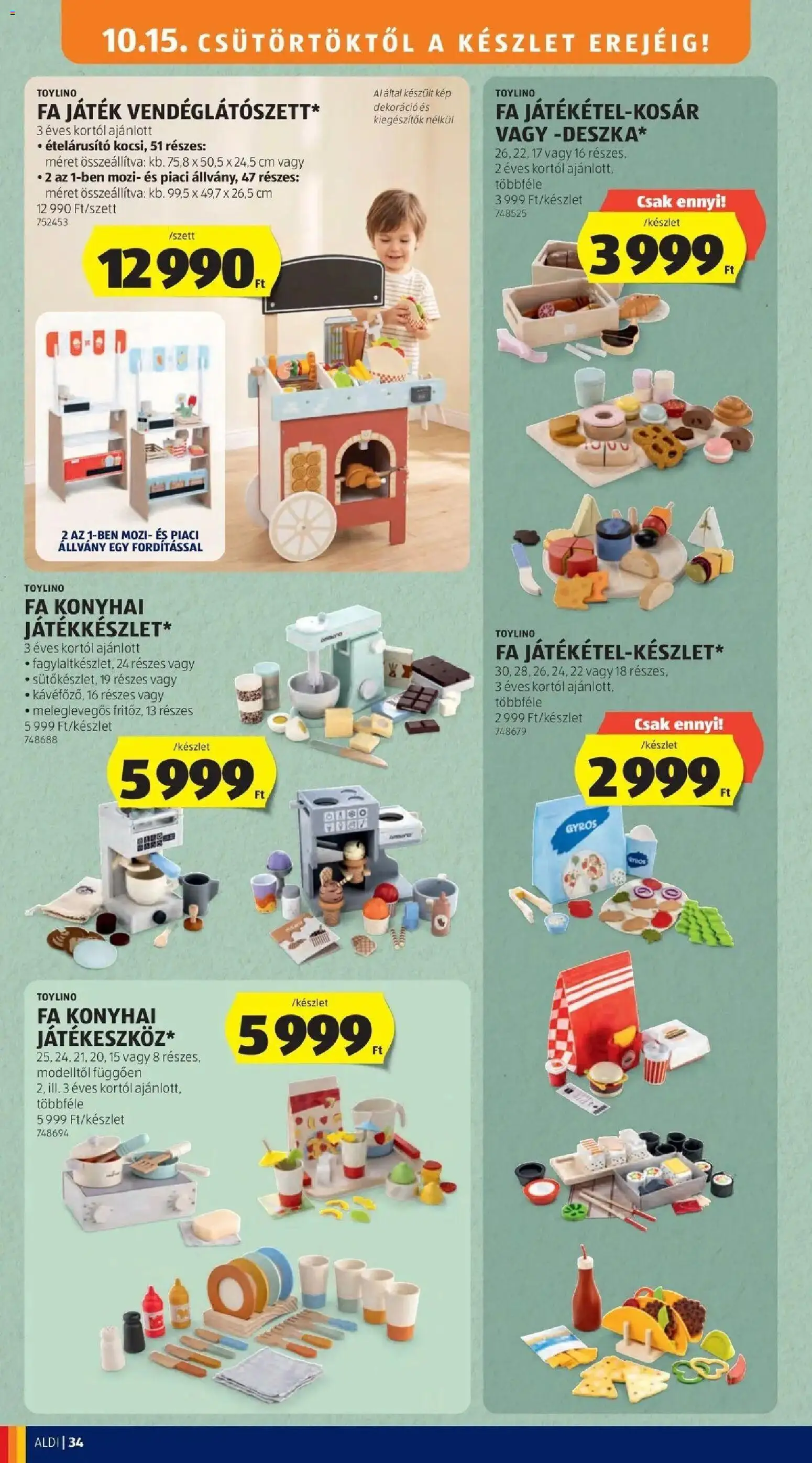 Aldi akciós ujság - amely érvényes a következő dátumtól: 2026.10.15. | Oldal: 34 | Termékek: Játék, Állvány, FA, Dekoráció
