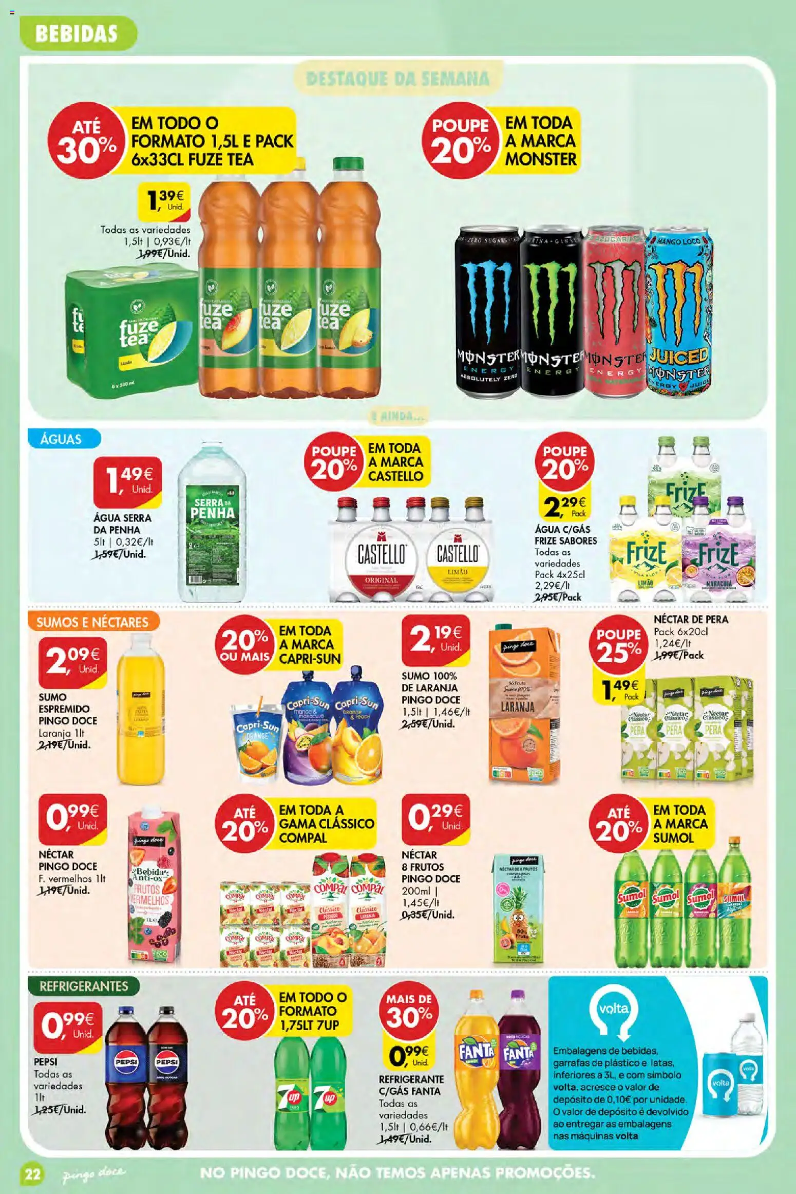 Pingo Doce folheto Poupe Esta Semana Açores │ válido de 15/10/2026 | Página: 22 | Produtos: Agua, Pepsi, Fanta, Bebidas