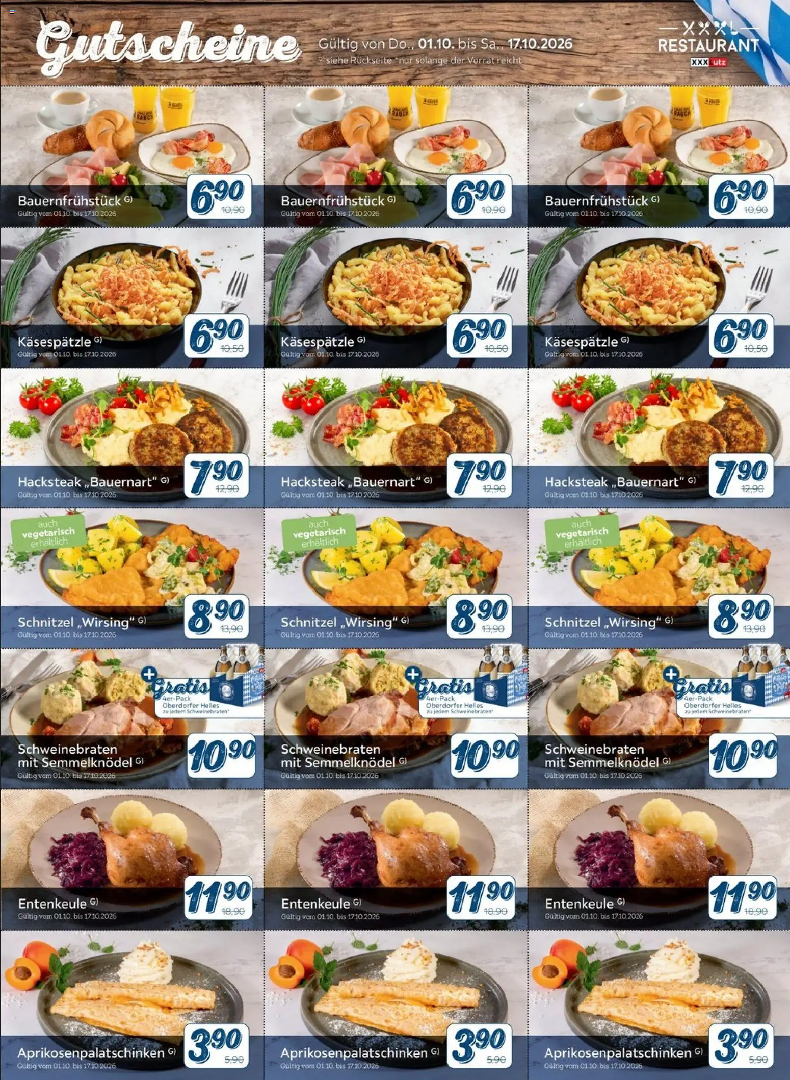 XXXLutz Restaurantgutscheine – gültig ab 26.09.2026 | Seite: 3 | Produkte: Schnitzel