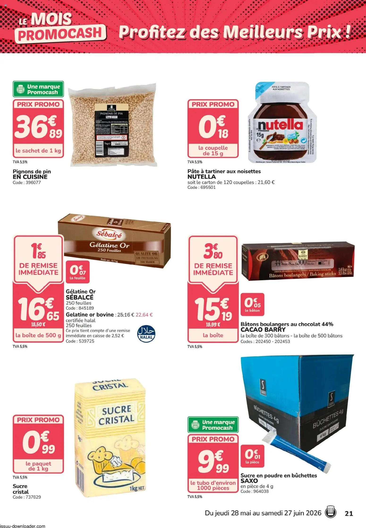 {H1} | Page: 21 | Produits: Poids, Sucre en poudre, Pâte à tartiner, Huile
