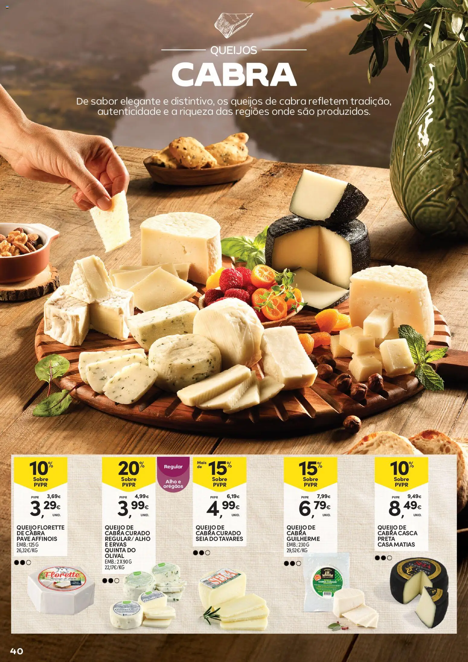 Continente Vinhos, Enchidos e Queijos │ válido de 22/09/2026 | Página: 40 | Produtos: Orégãos, Queijo de cabra, Queijo, Alho