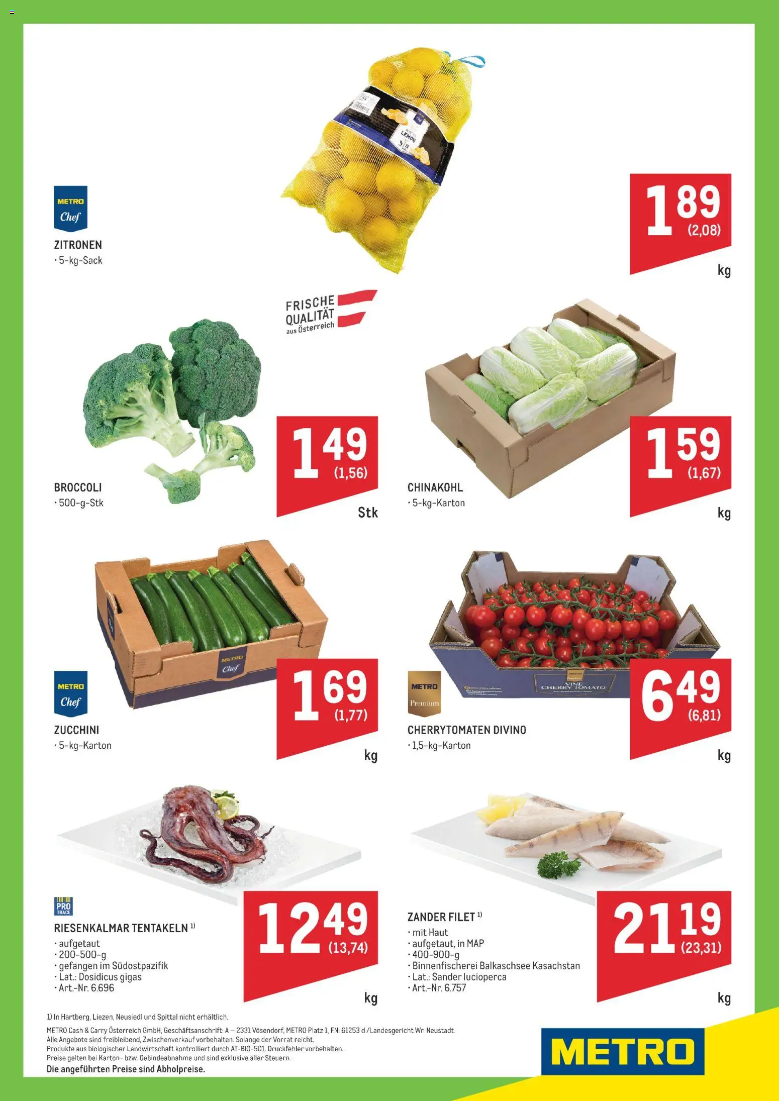 Metro angebote Ultrafrische Wochenhits gültig ab 12.10.2026 | Seite: 2 | Produkte: Chinakohl, Zucchini