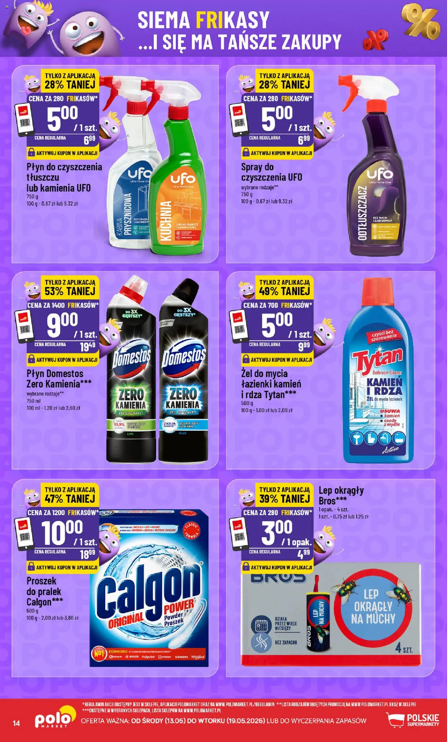 POLOmarket gazetka - Frikasowe Hity od 13.05.2026 | Strona: 14 | Produkty: Calgon, Cleaner, Domestos