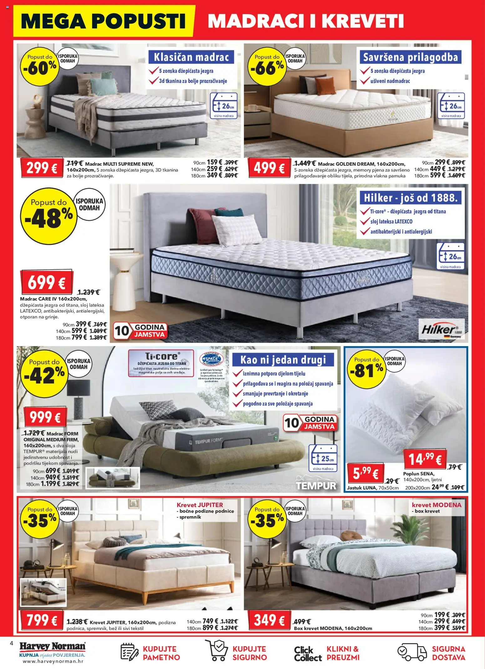 Harvey Norman katalog | vrijedi od 16.07.2026 | Stranica: 4 | Proizvodi: Madrac, Jastuk, Nadmadrac, Podnice