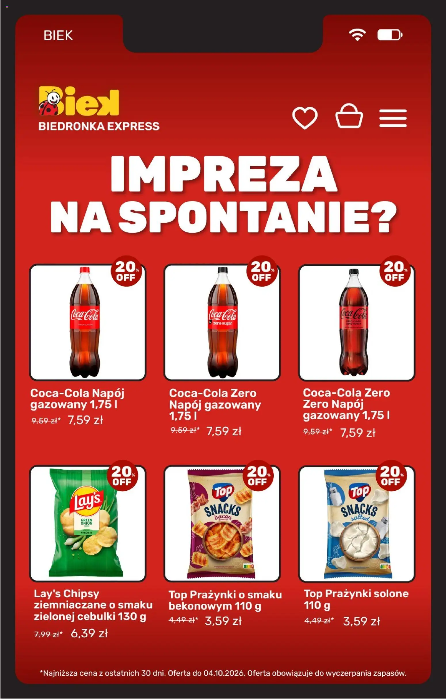 Biedronka Polsko leták - BIEK od 02.10.2026 | Strana: 28 | Produkty: Coca cola, Chipsy, Coca Cola Zero, Cola