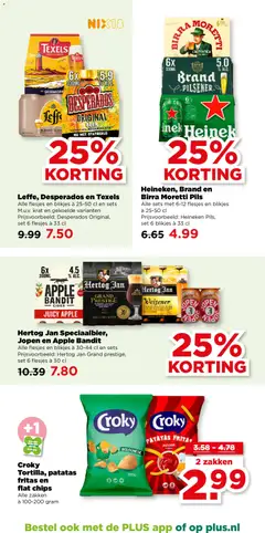 Leffe, Desperados en Texels, Alle flesjes en blikjes à 25-50 cl en sets M.u.v. krat en gekoelde varianten Prijsvoorbeeld: Desperados Original, set 6 flesjes à 33 cl - Voorbeeld van een folder van Plus, geldig van 01-07-2026 | Pagina: 34
