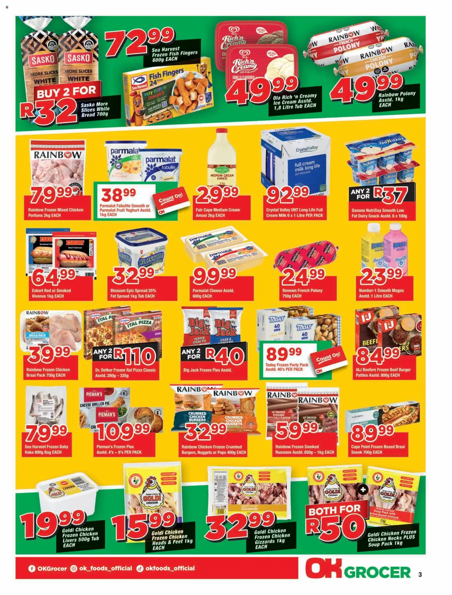 New OK Foods catalogue – valid from 24/07/2026 | Page: 3 | Products: Beef, Ice cream, Fruit, Griller