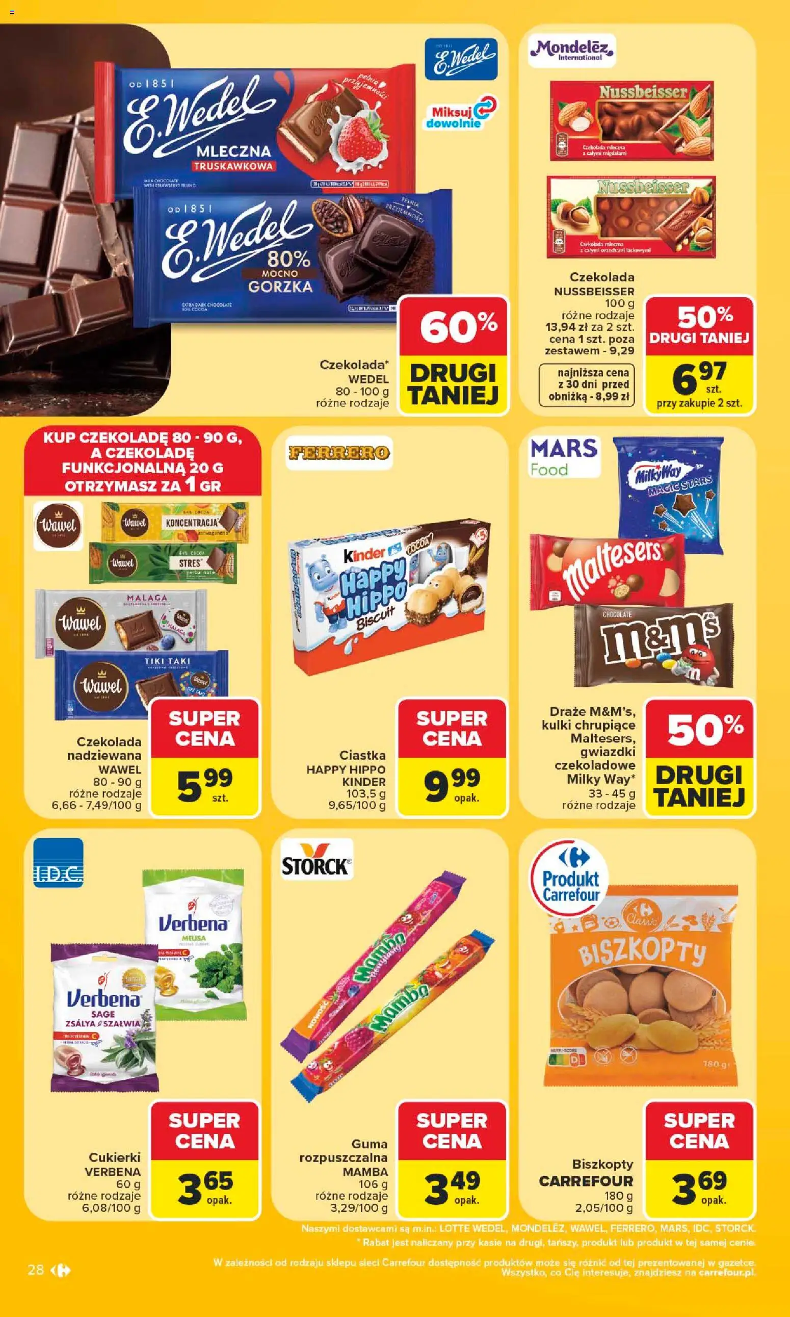 Carrefour gazetka od 06.07.2026 | Strona: 28 | Produkty: Maltesers, Czekolada, Ciastka, Yerba mate