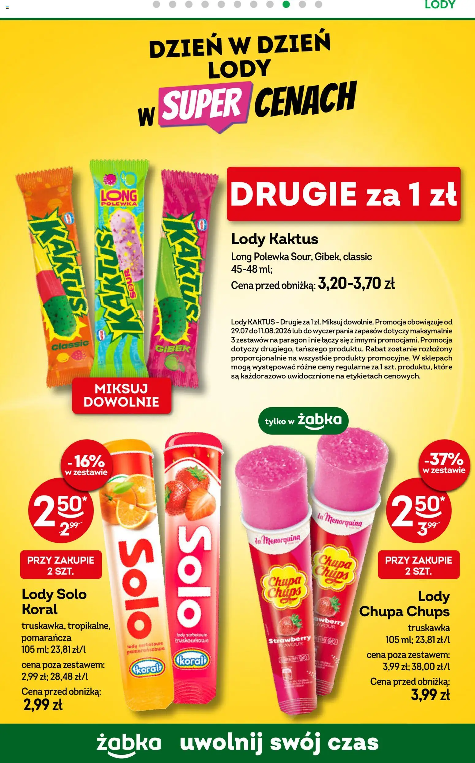 Żabka gazetka od 29.07.2026 | Strona: 56 | Produkty: Lody koral, Lody Kaktus, Lody